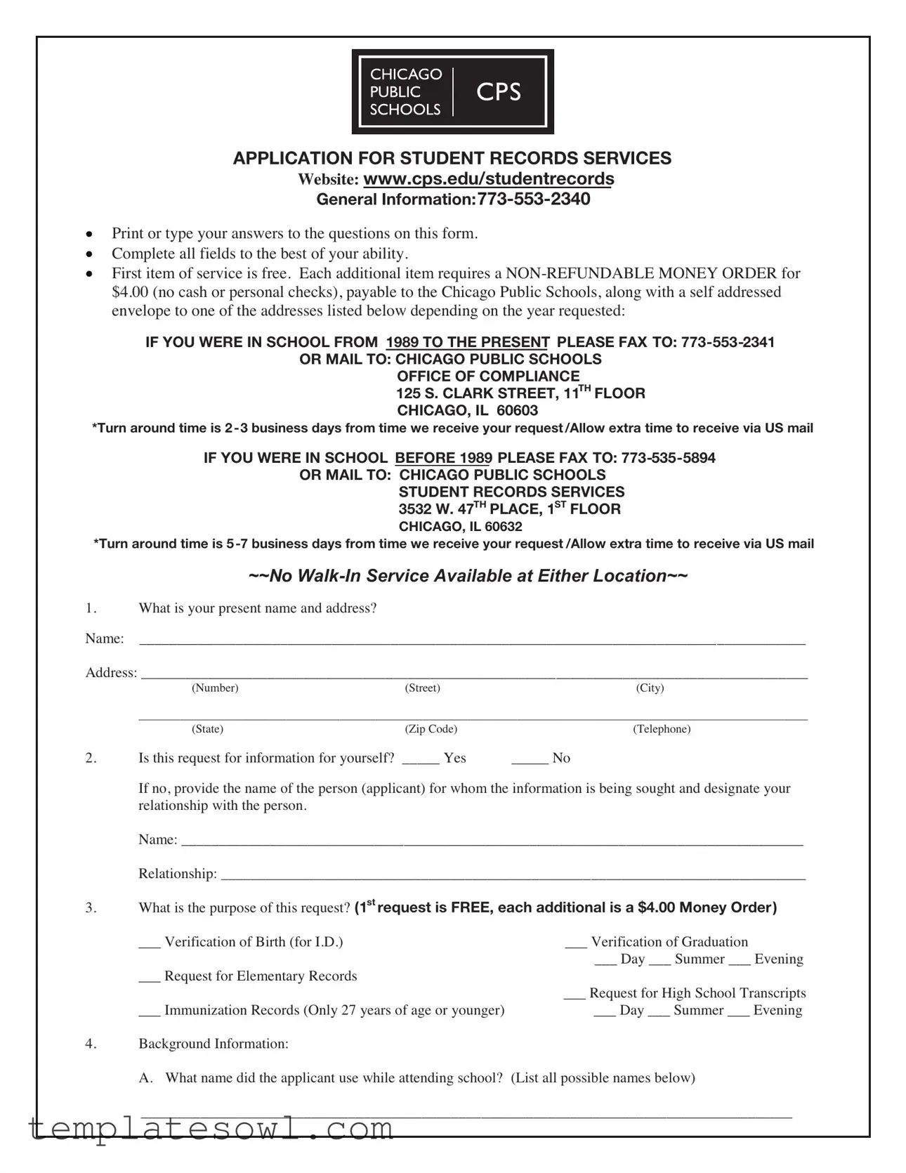 Fill Out Your Cps Transcript Request Form