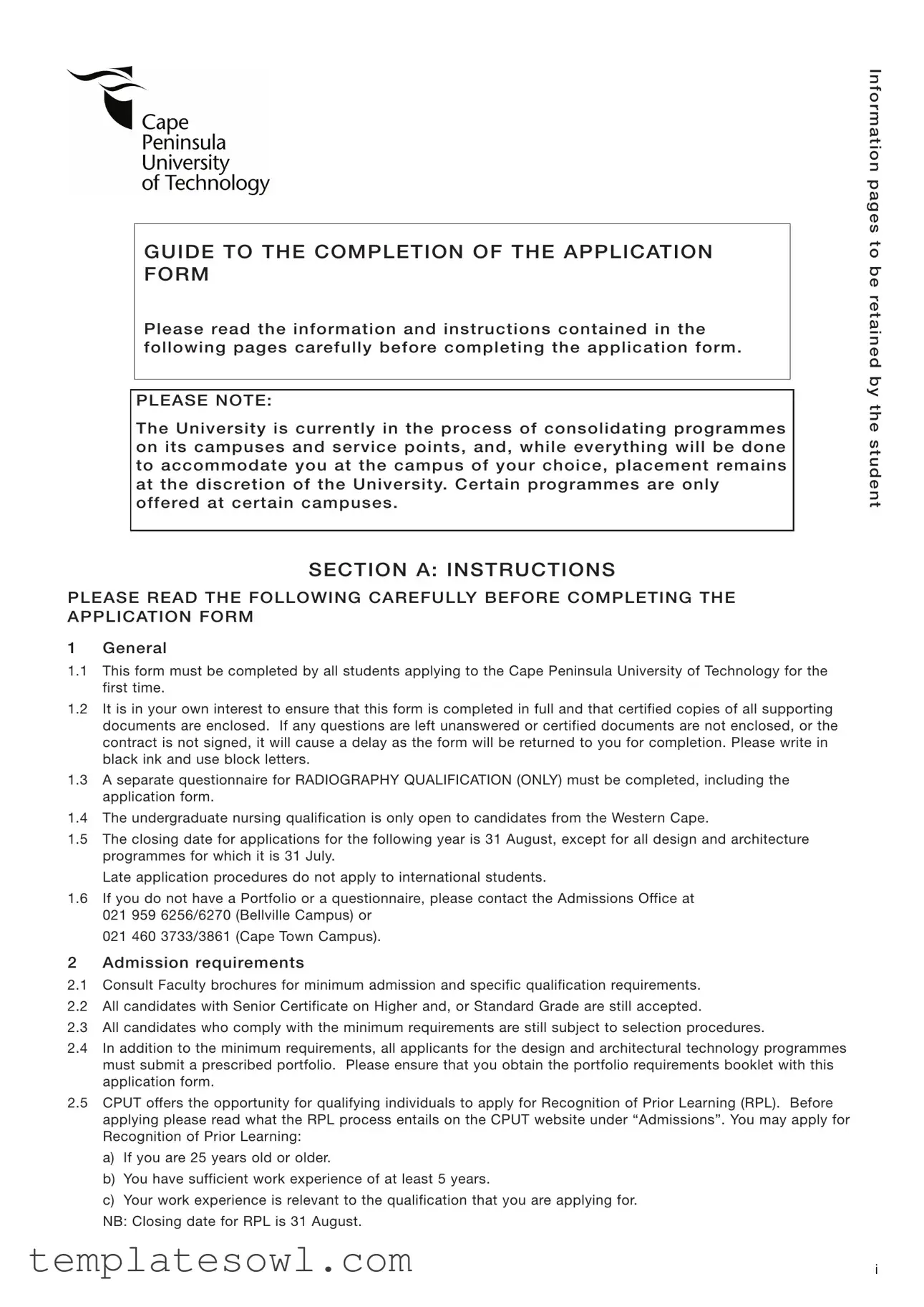 Fill Out Your Cput Application Form