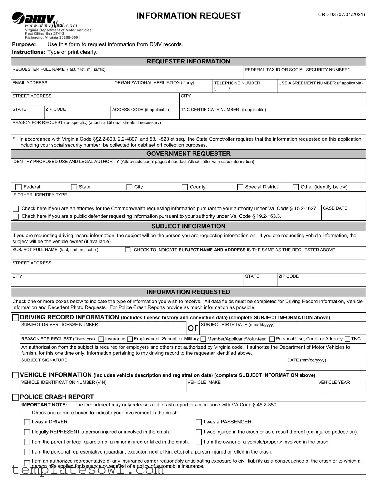 Fill Out Your Crd93 Form