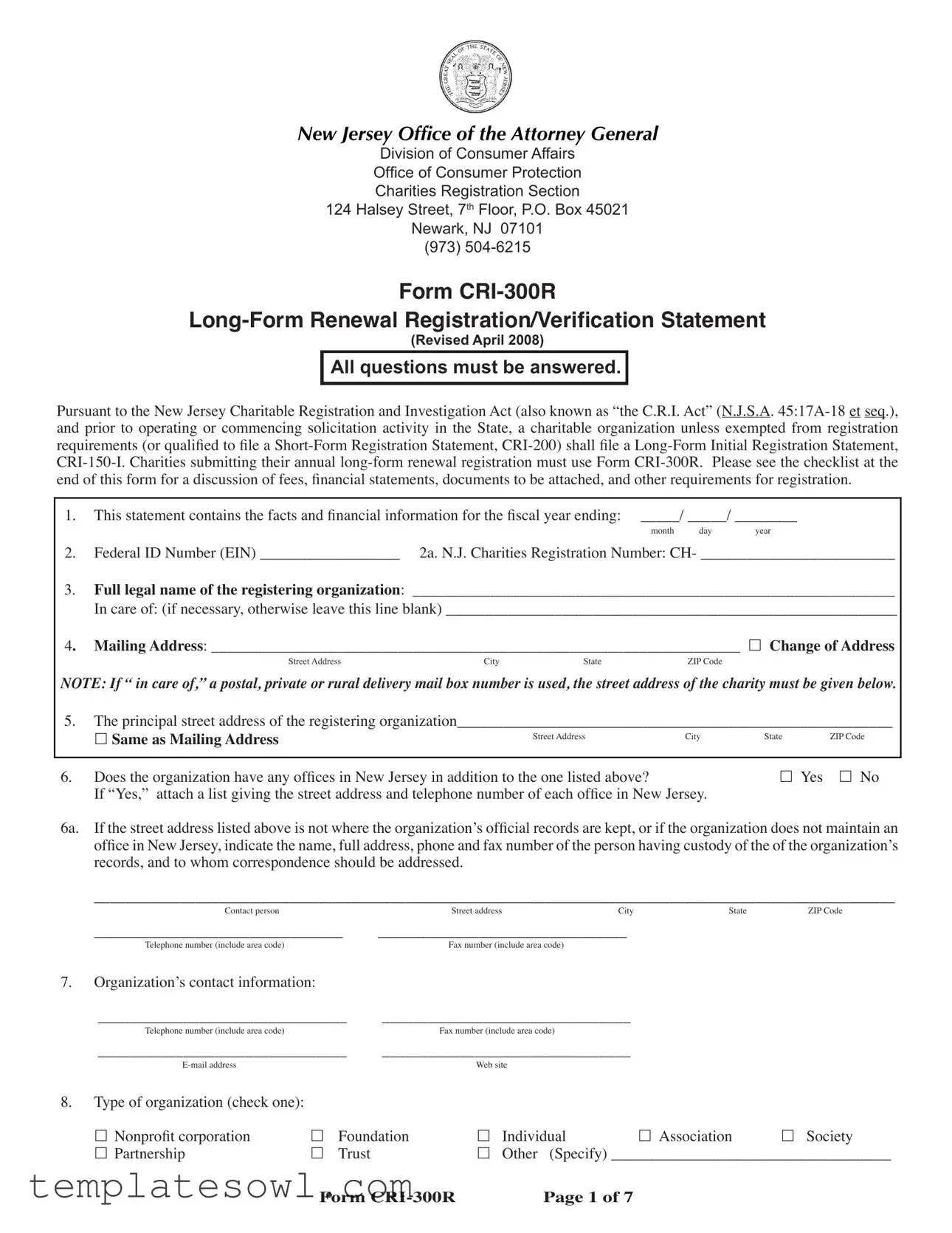 Fill Out Your Cri 300R Form