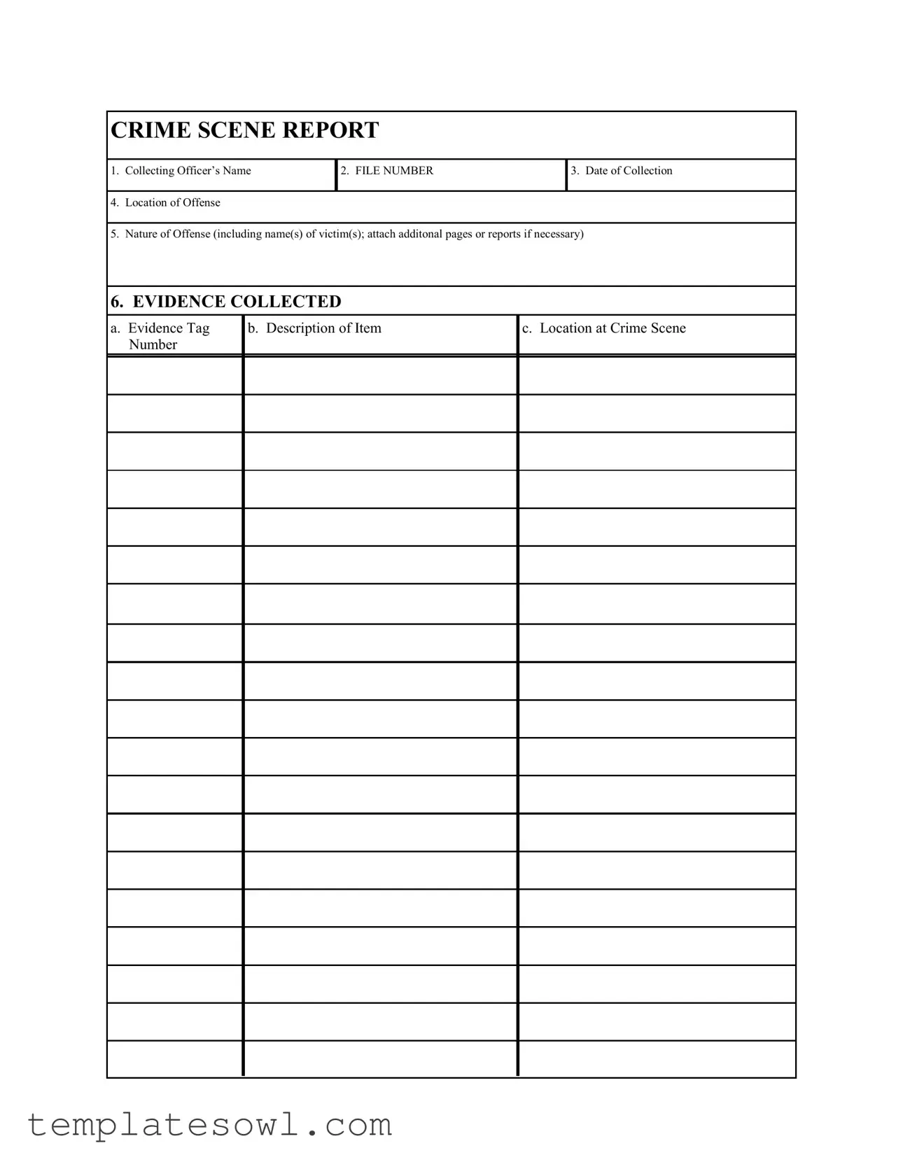 Fill Out Your Crime Scene Report Form