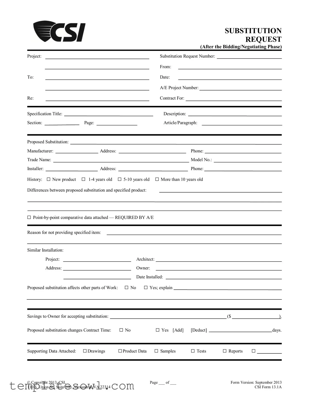 Fill Out Your Csi 13 1A Form