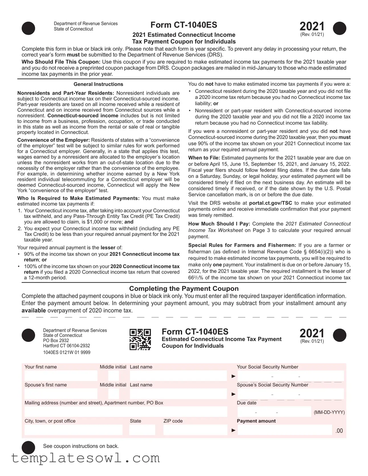 Fill Out Your Ct 1040Es Form