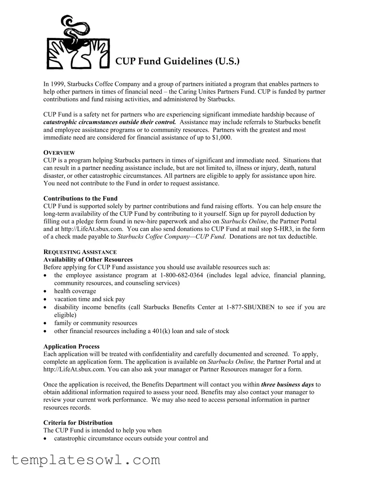 Fill Out Your Cup Fund Application Form