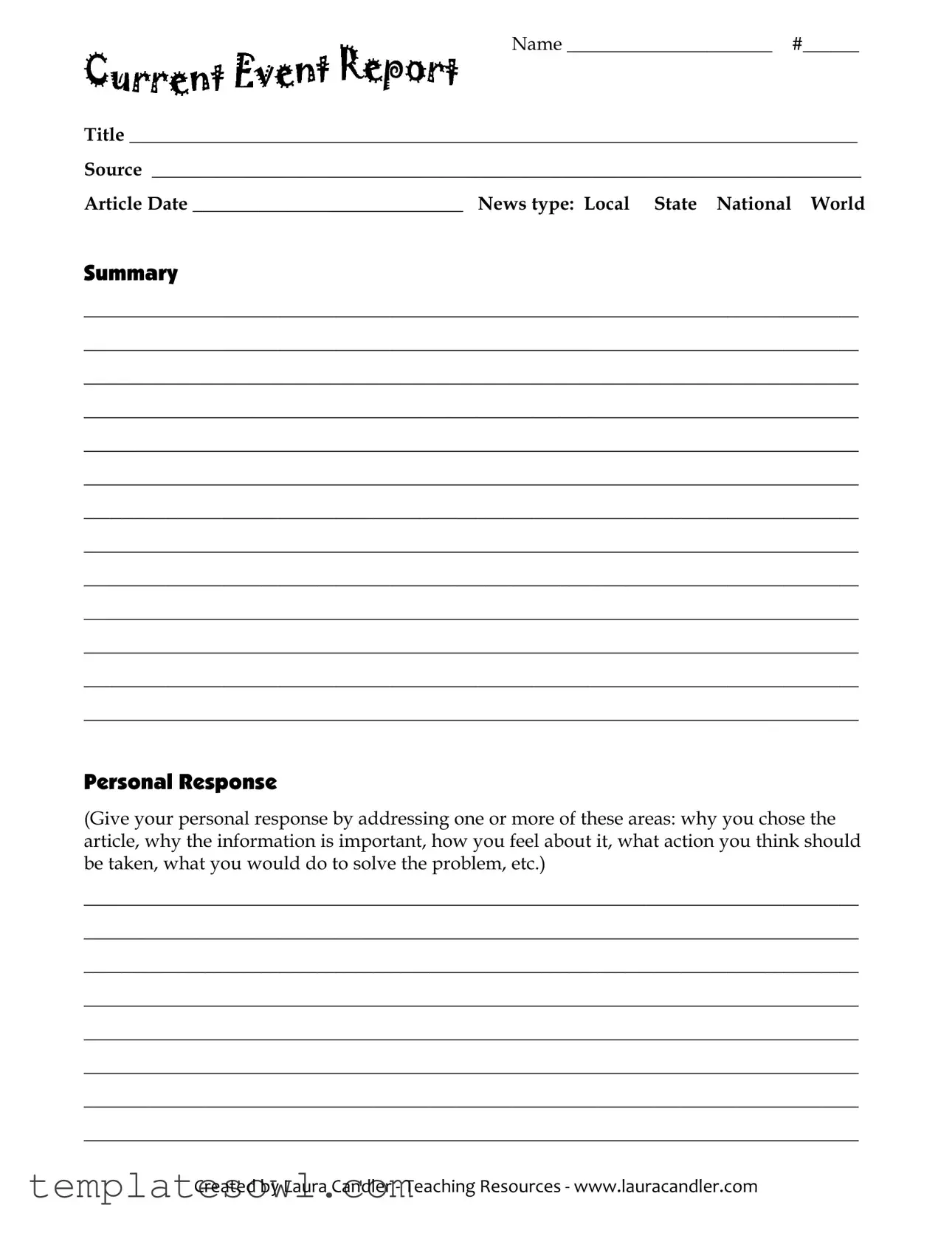 Fill Out Your Current Event Report Form