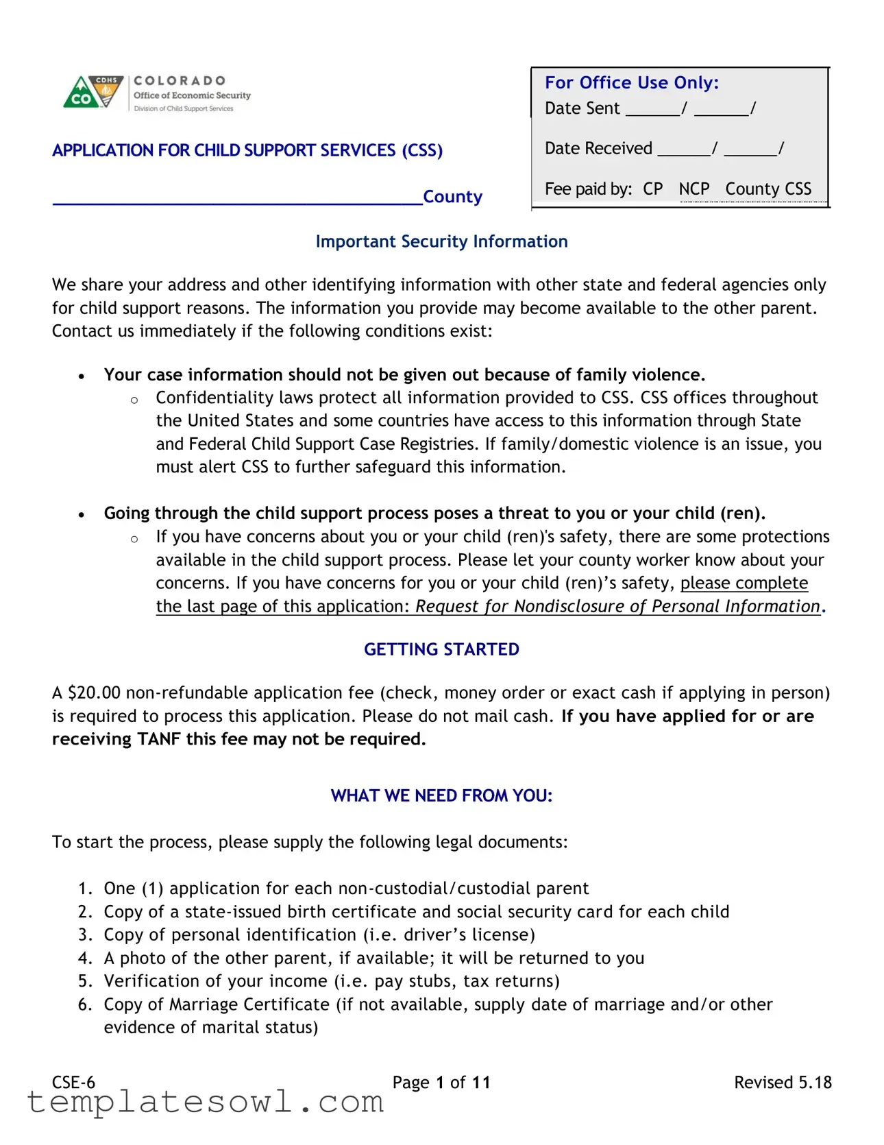 Fill Out Your Custodial Party Child Support Application Form