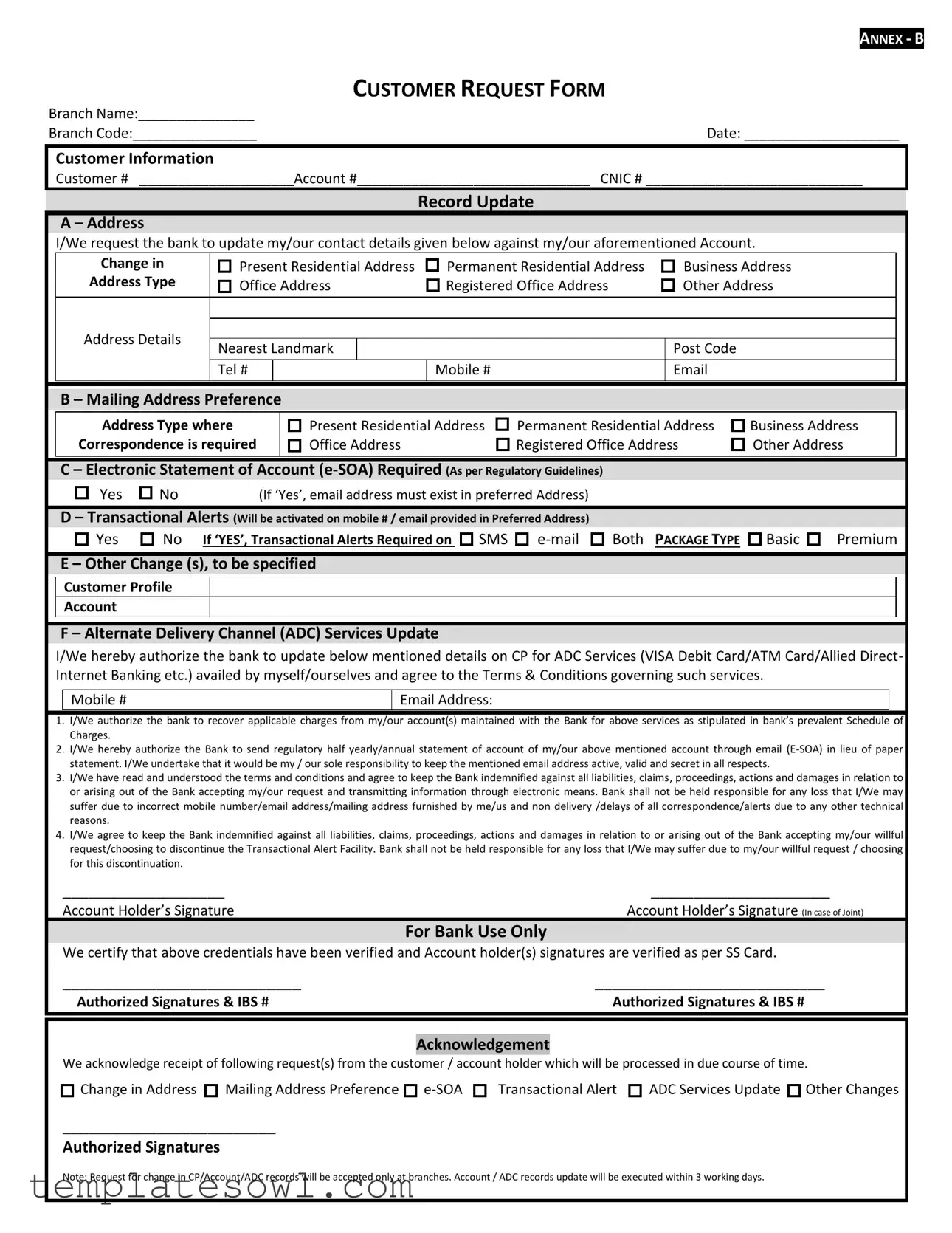 Fill Out Your Customer Request Form