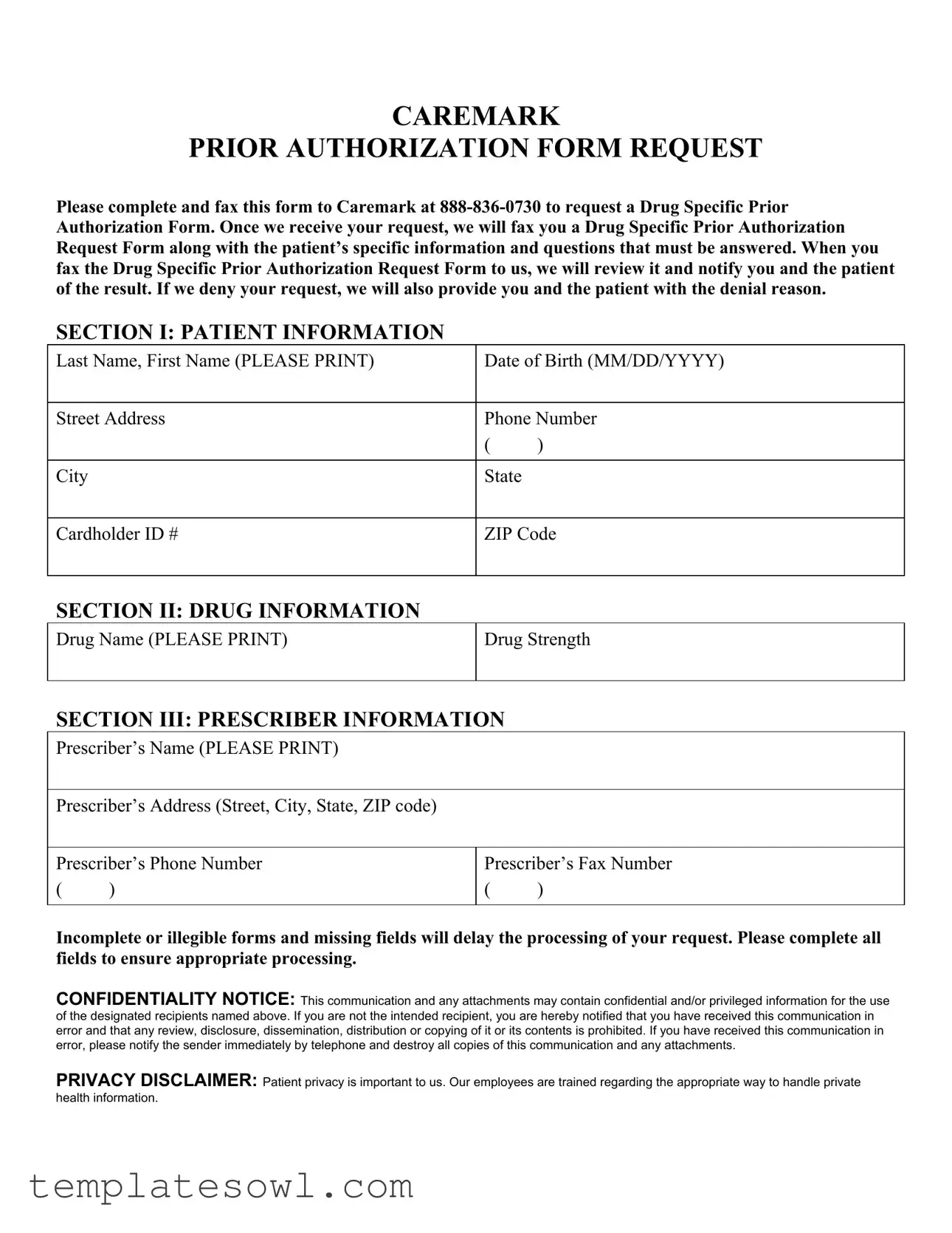 Fill Out Your Cvs Prior Auth Form