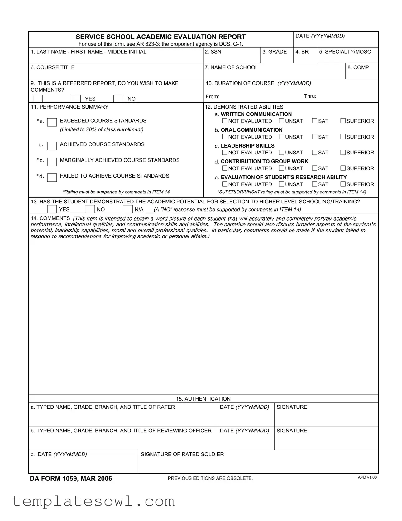 Fill Out Your Da 1059 Form