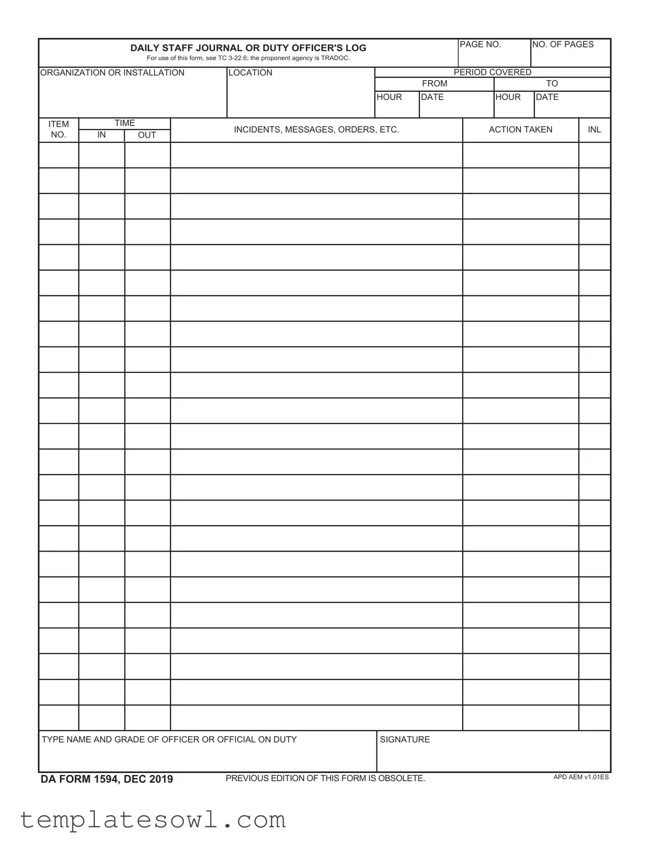 Fill Out Your Da 1594 Form