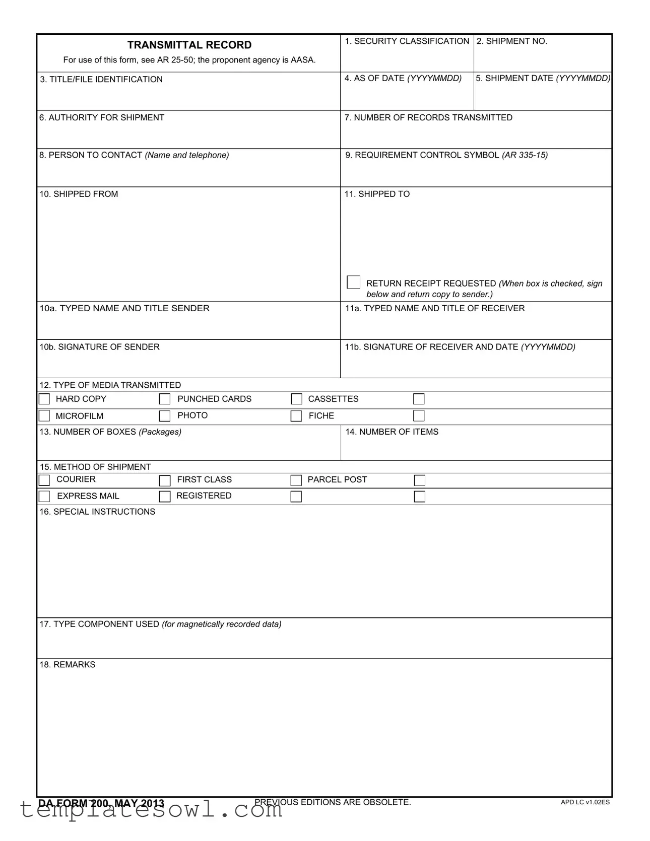 Fill Out Your Da 200 Form