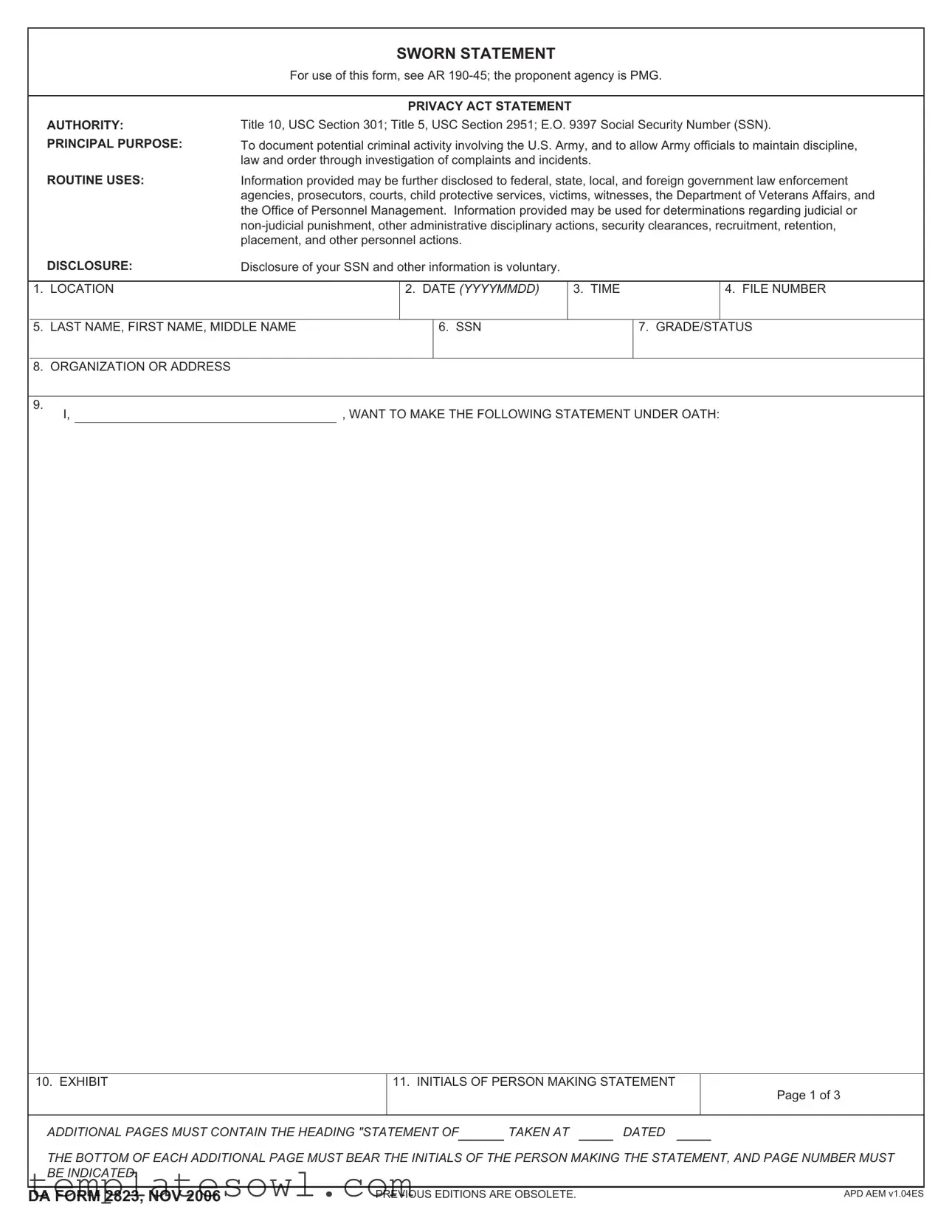 Fill Out Your Da 2823 Form