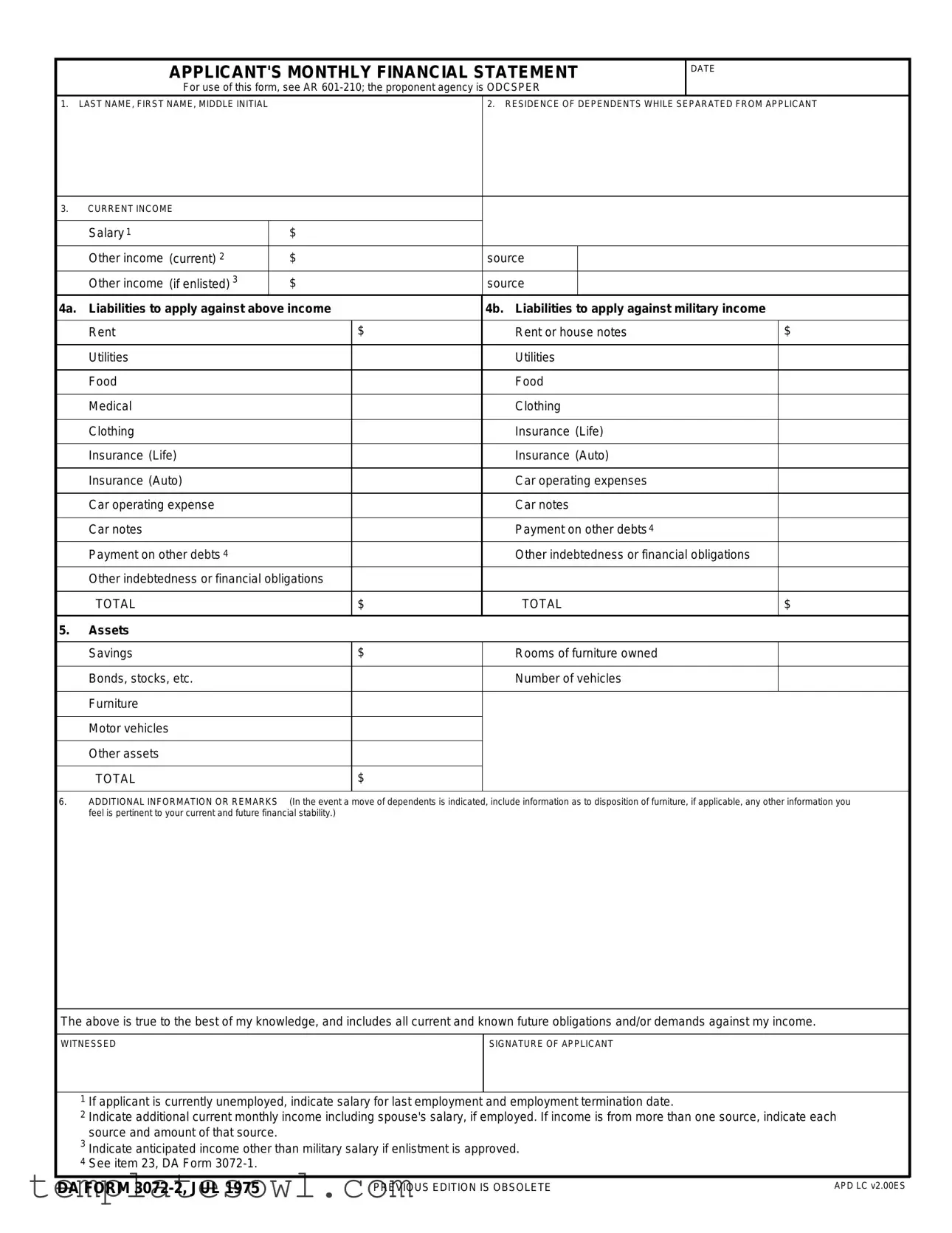 Fill Out Your Da 3072 2 Form