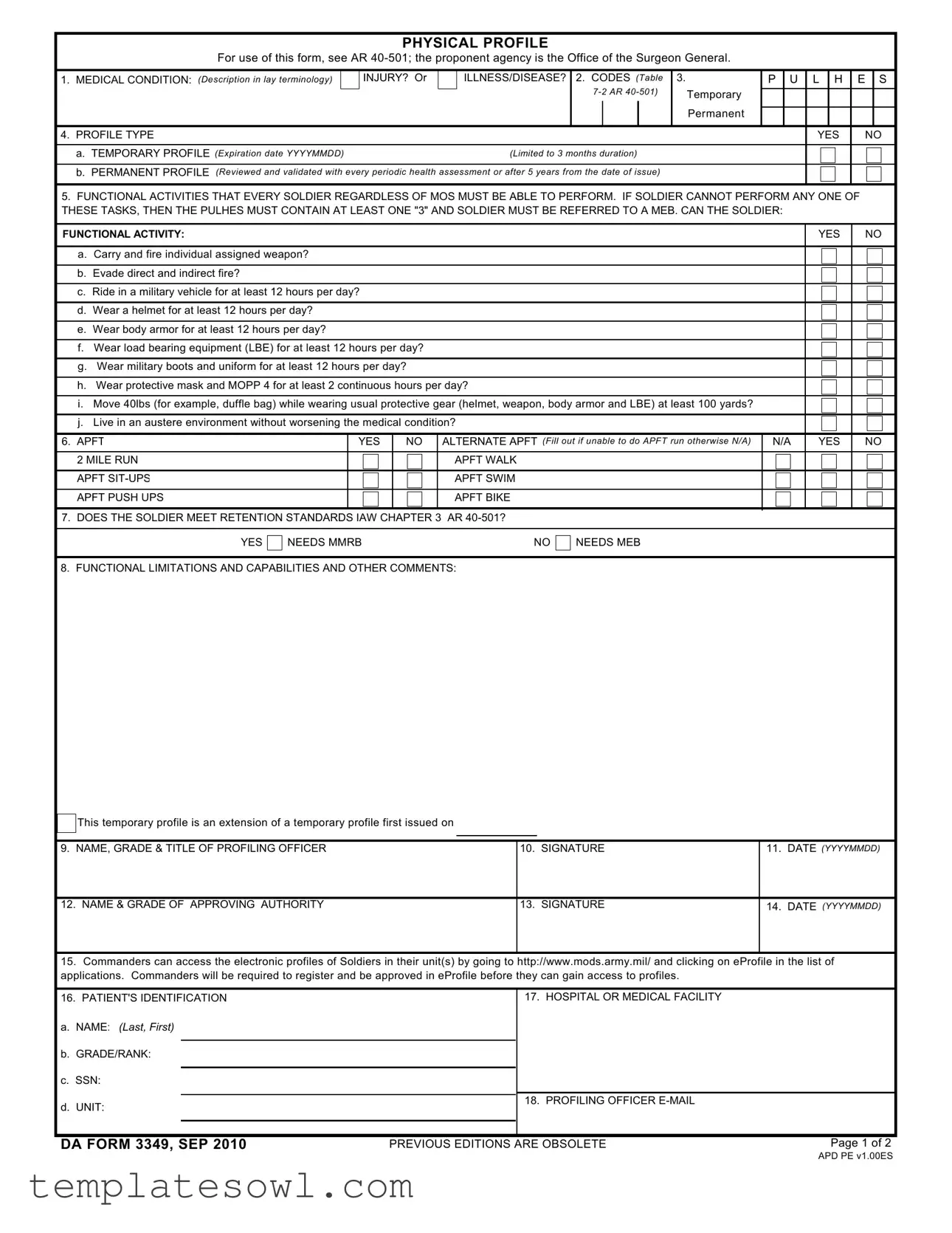 Fill Out Your Da 3349 Form