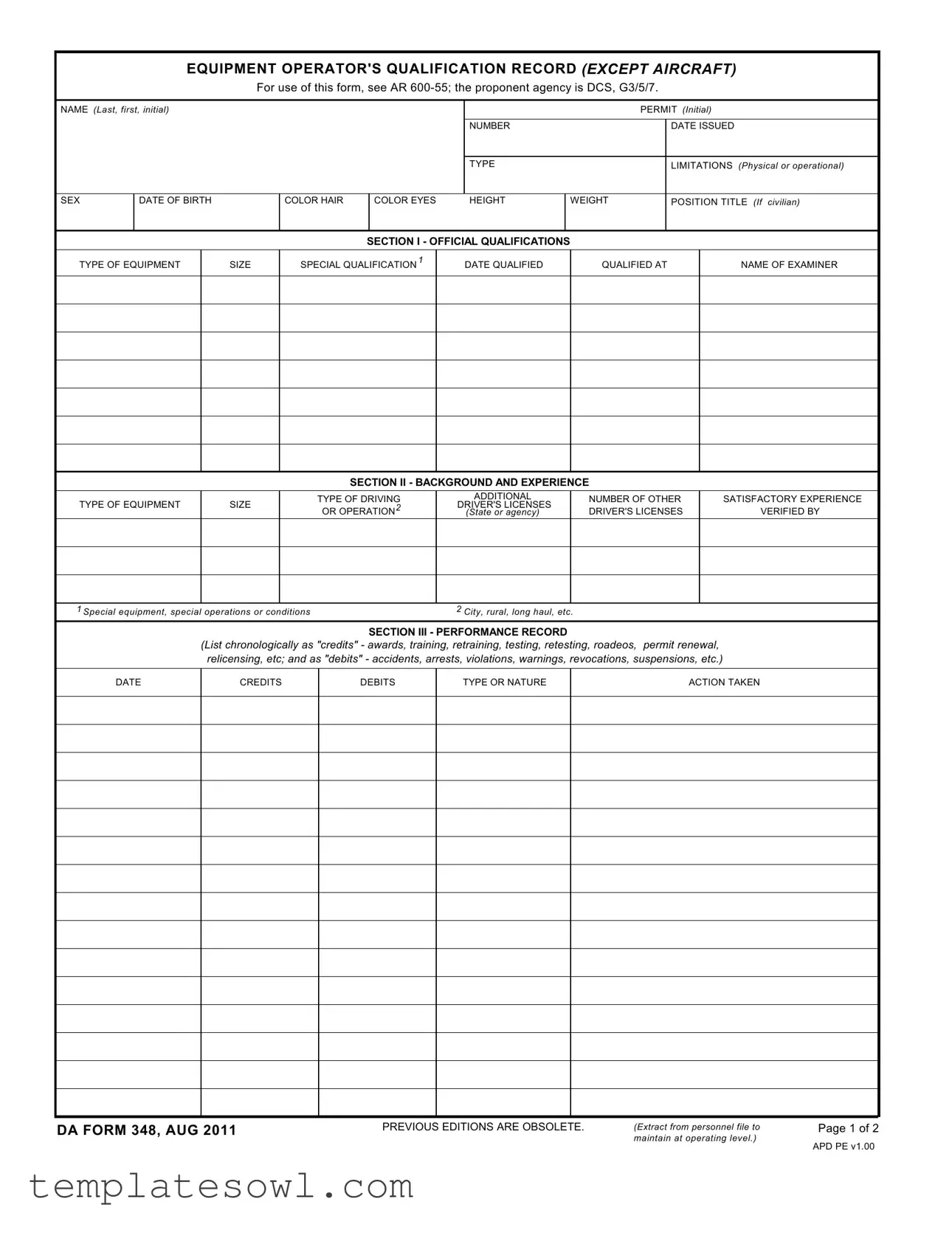 Fill Out Your Da 348 Form