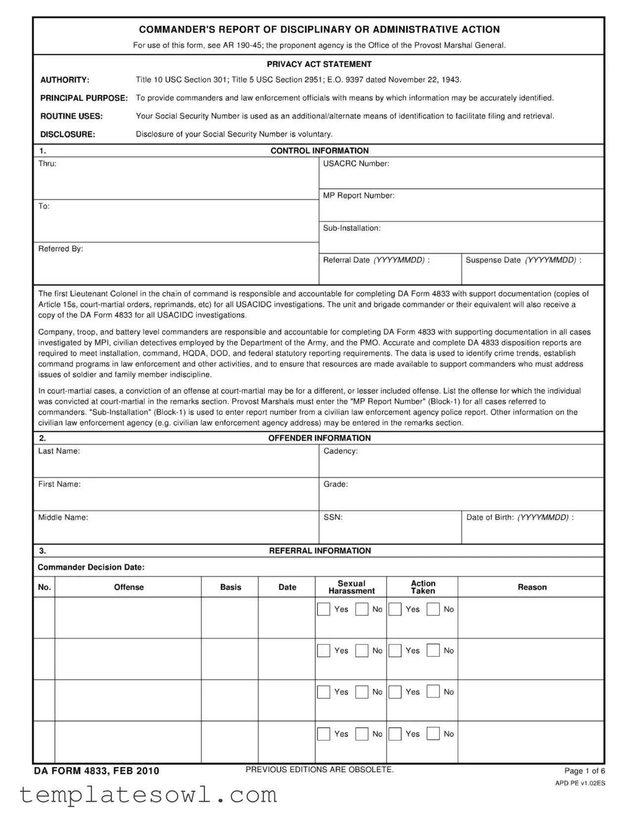 Fill Out Your Da 4833 Form