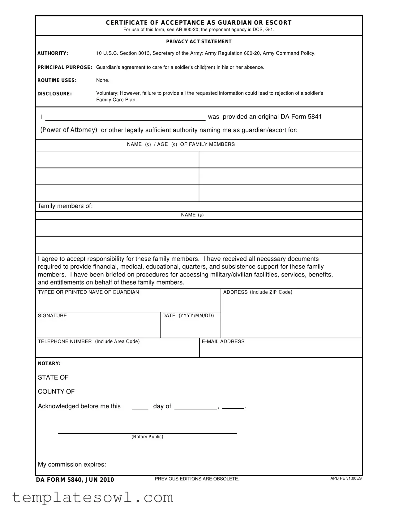 Fill Out Your Da 5840 Form