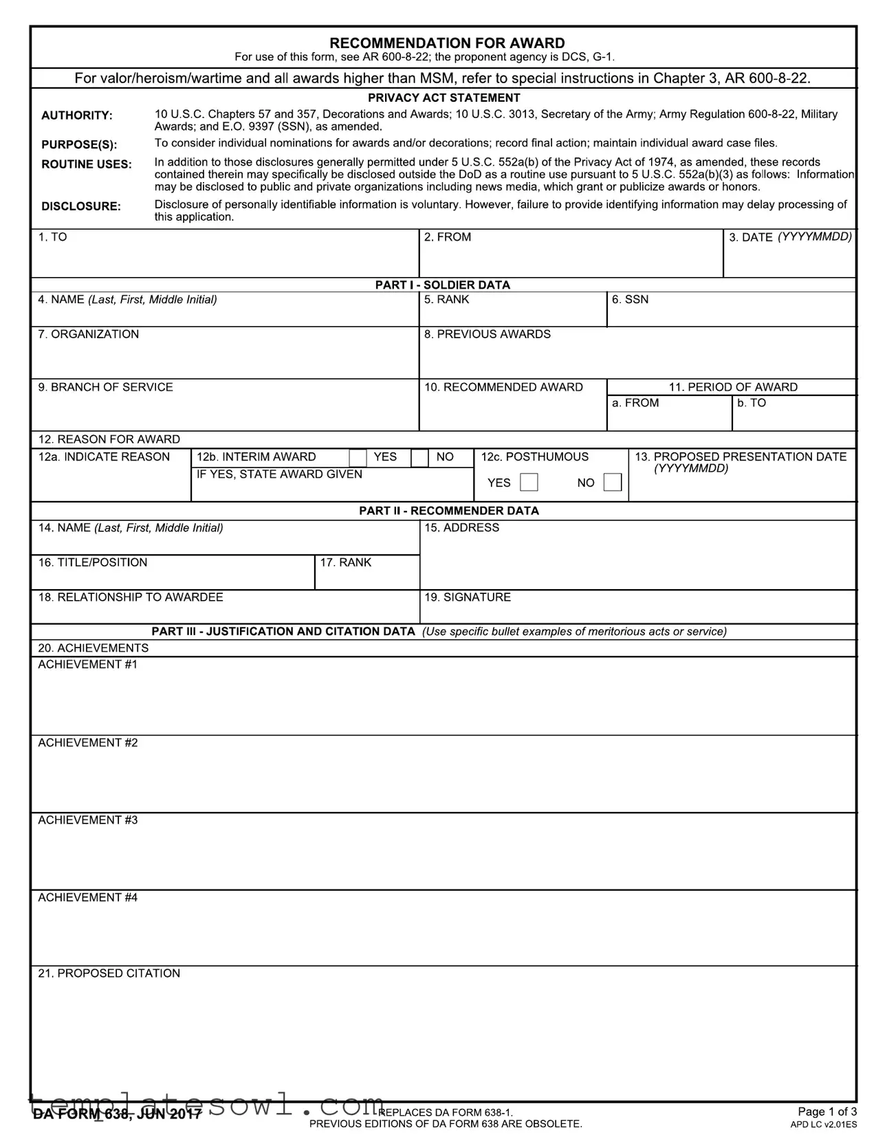 Fill Out Your Da 638 Form
