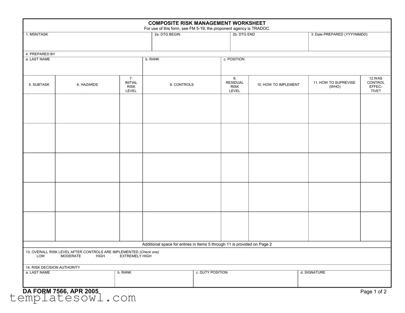 Fill Out Your Da 7566 Form