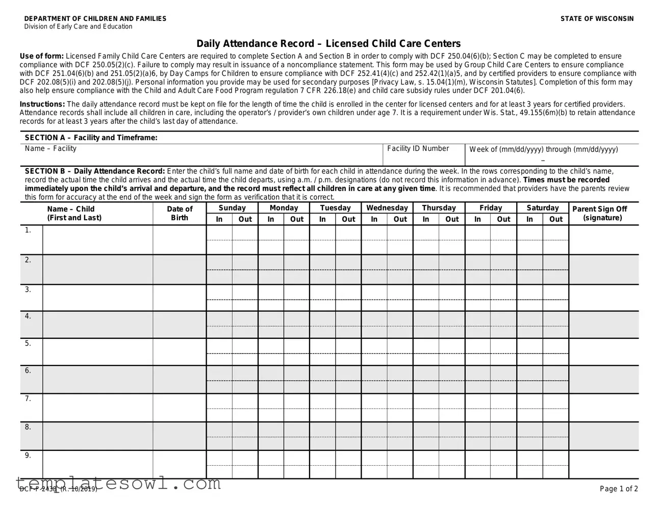 Fill Out Your Daily Attendance Record Form
