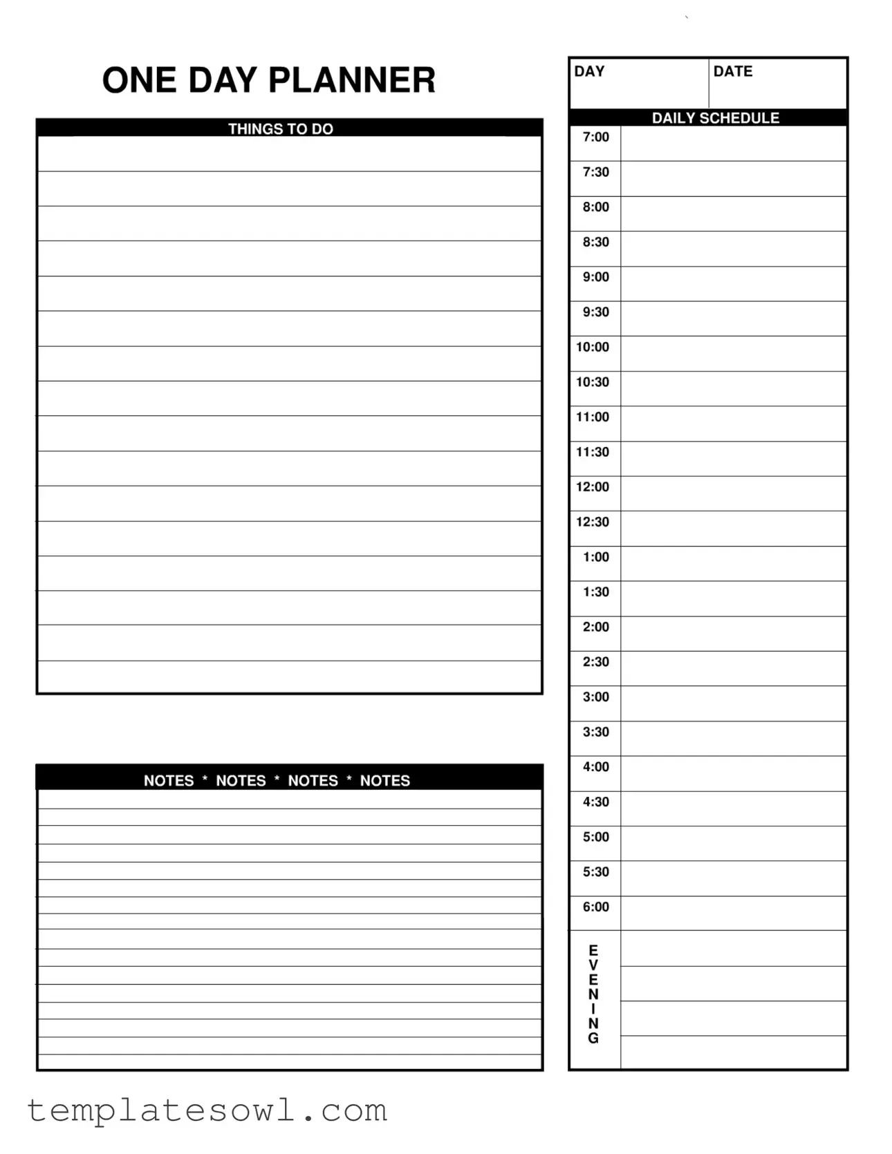 Fill Out Your Daily Planner Form