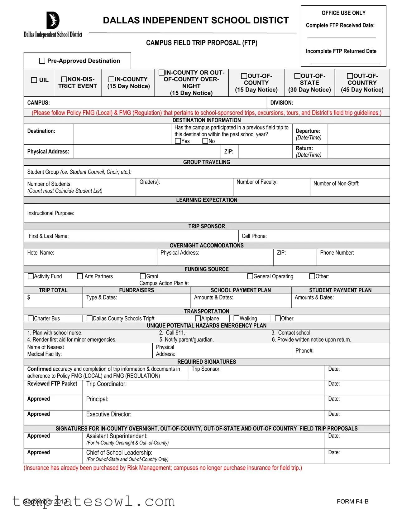 Fill Out Your Dallas F4 B Form