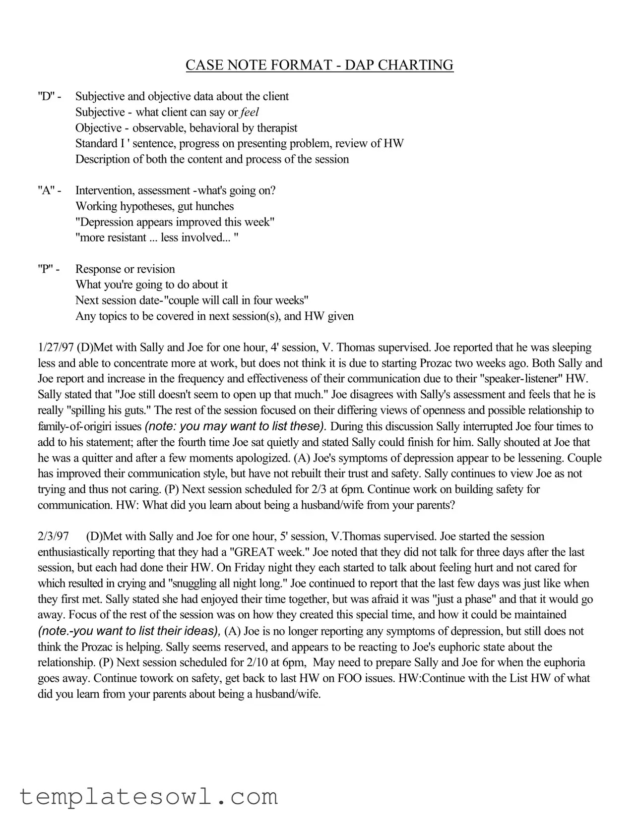 Fill Out Your Dap Note Sample Form