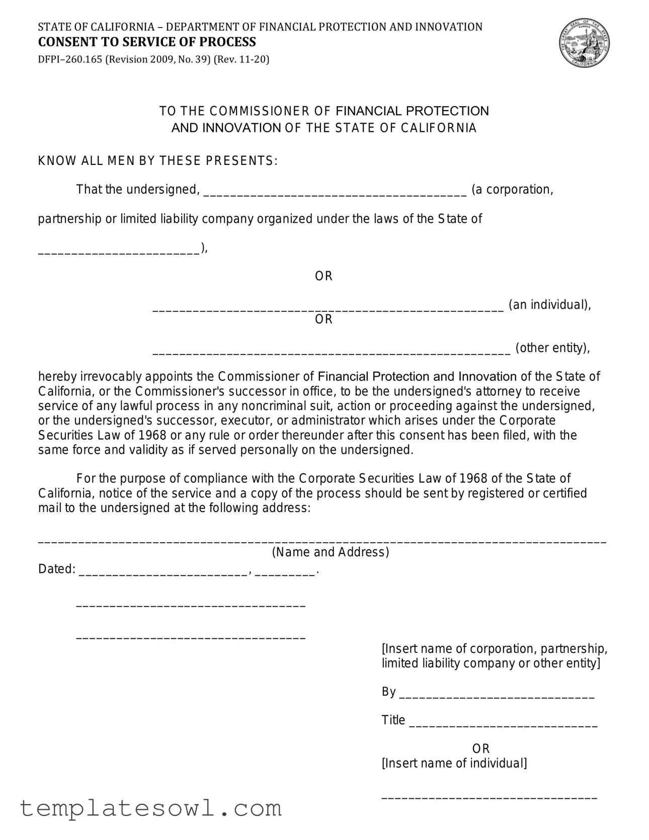 Fill Out Your Dbo 260 165 Form