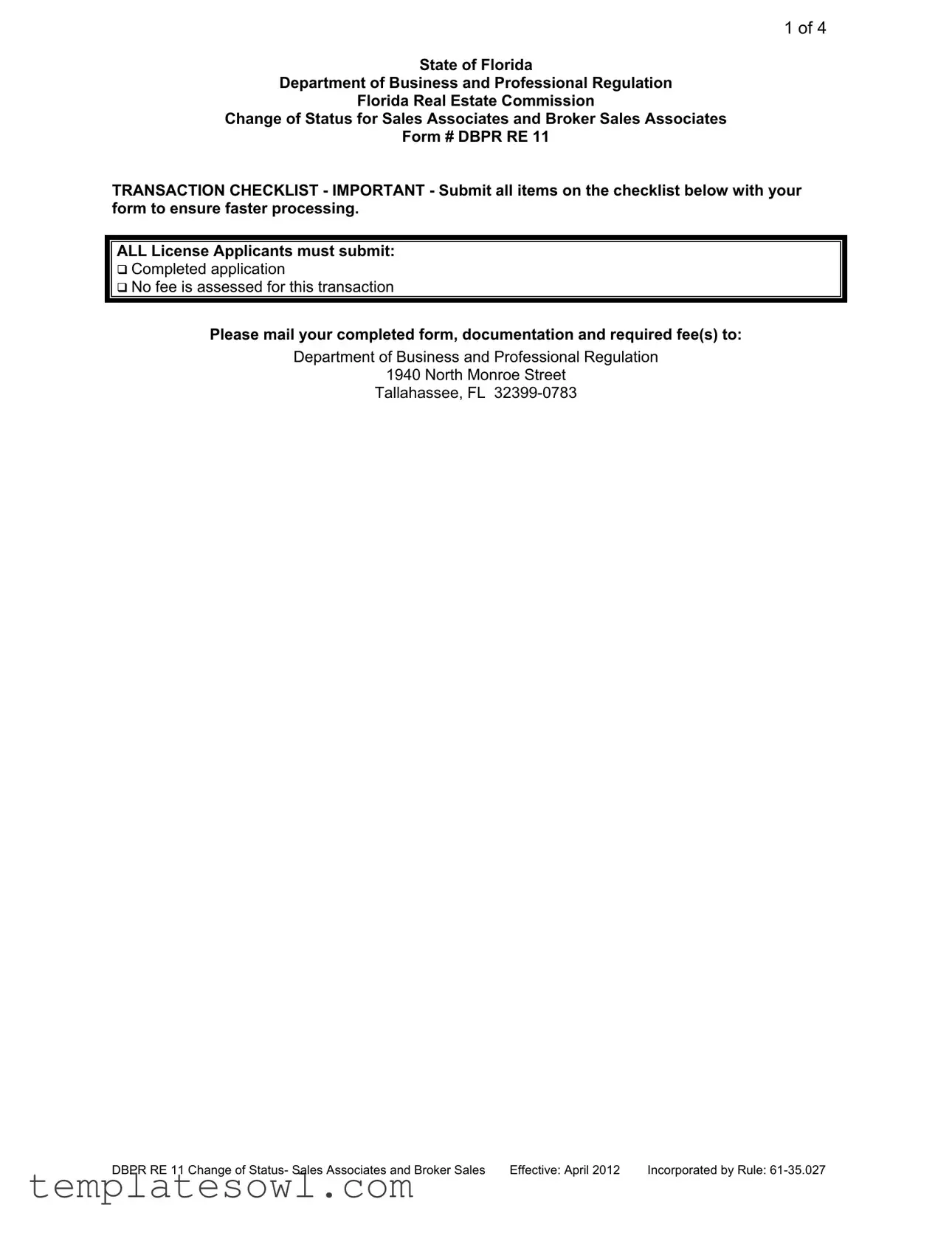 Fill Out Your Dbpr Re 11 Form