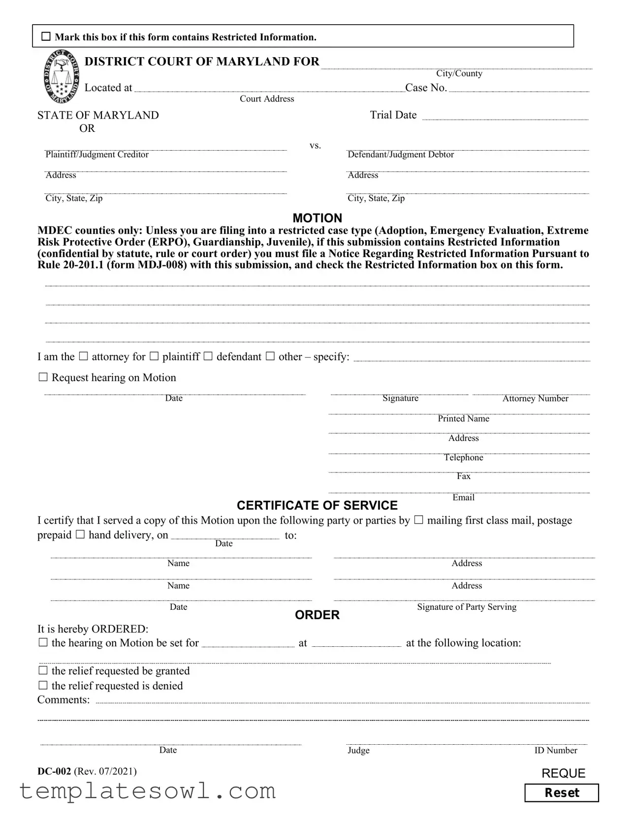 Fill Out Your Dc 002 Form