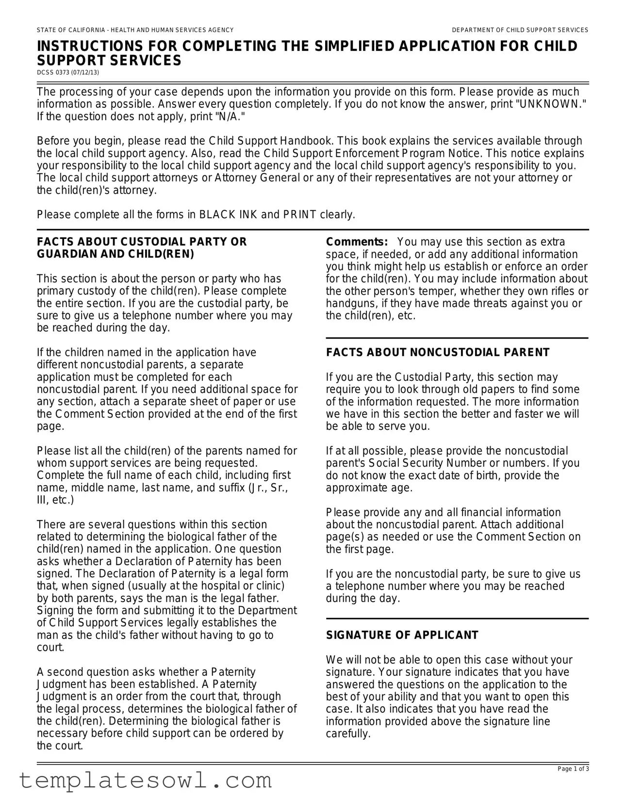 Fill Out Your Dcss 0373 Application Form