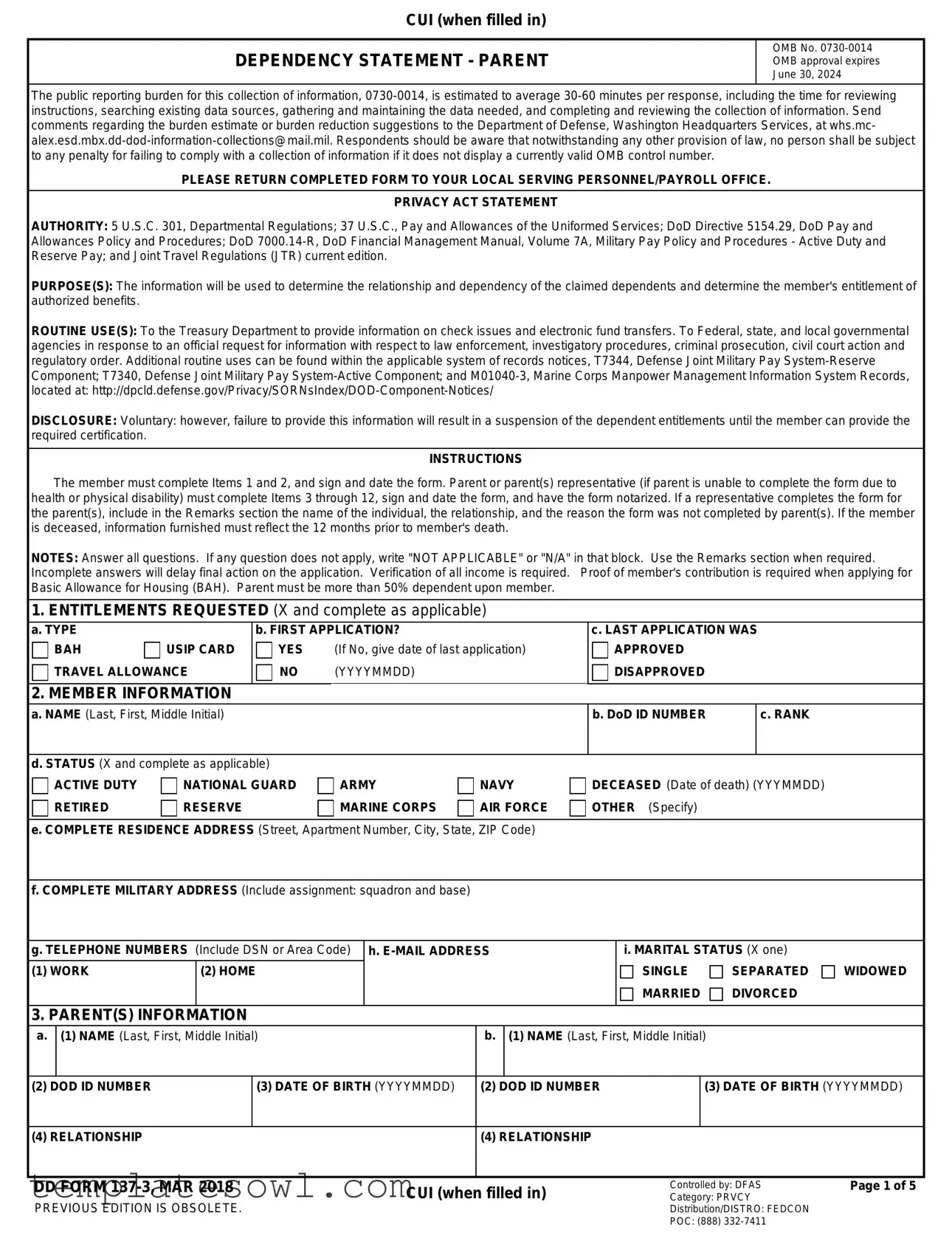 Fill Out Your Dd 137 3 Form