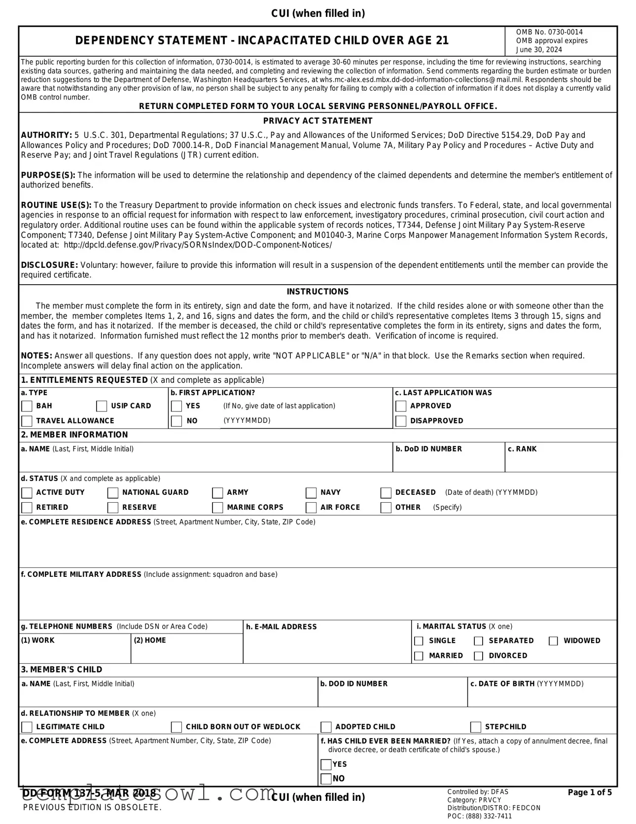 Fill Out Your Dd 137 5 Form
