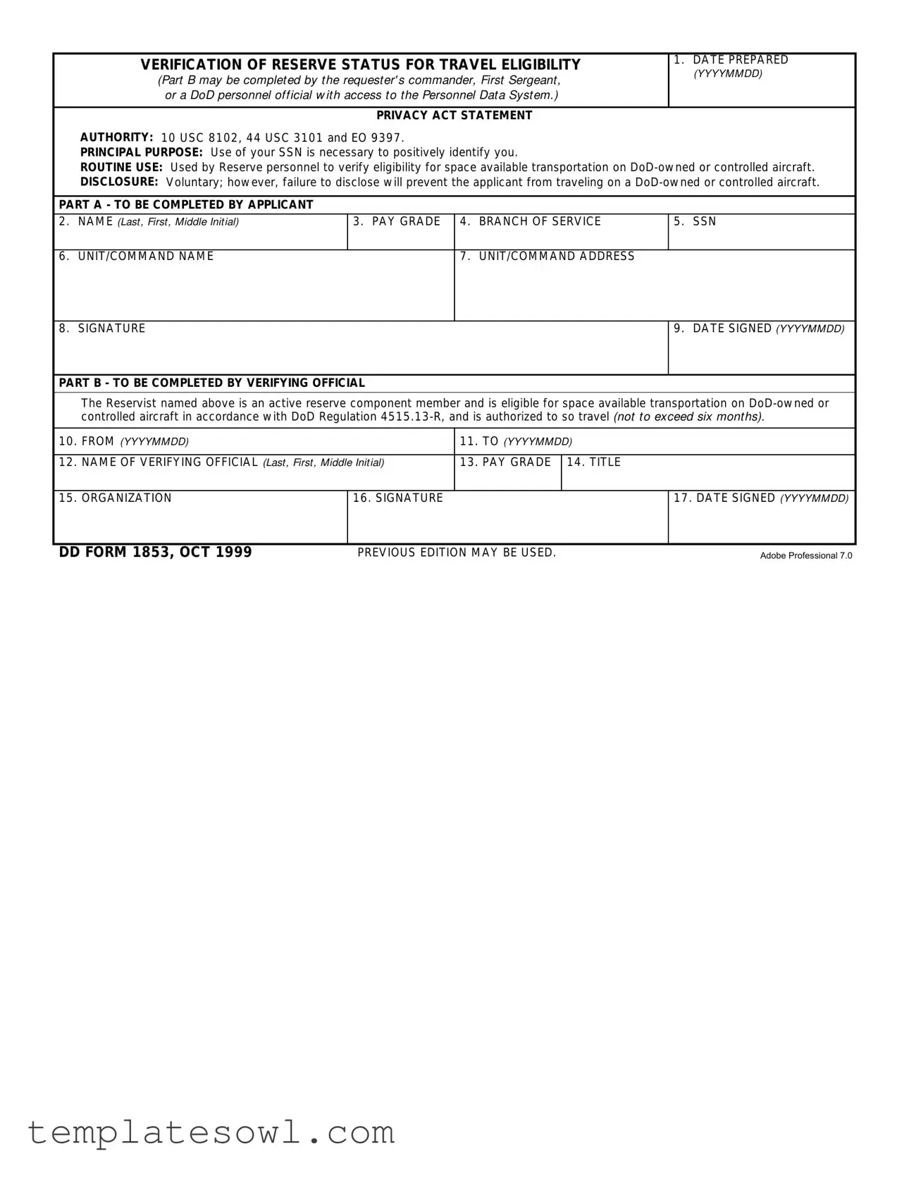 Fill Out Your Dd 1853 Form