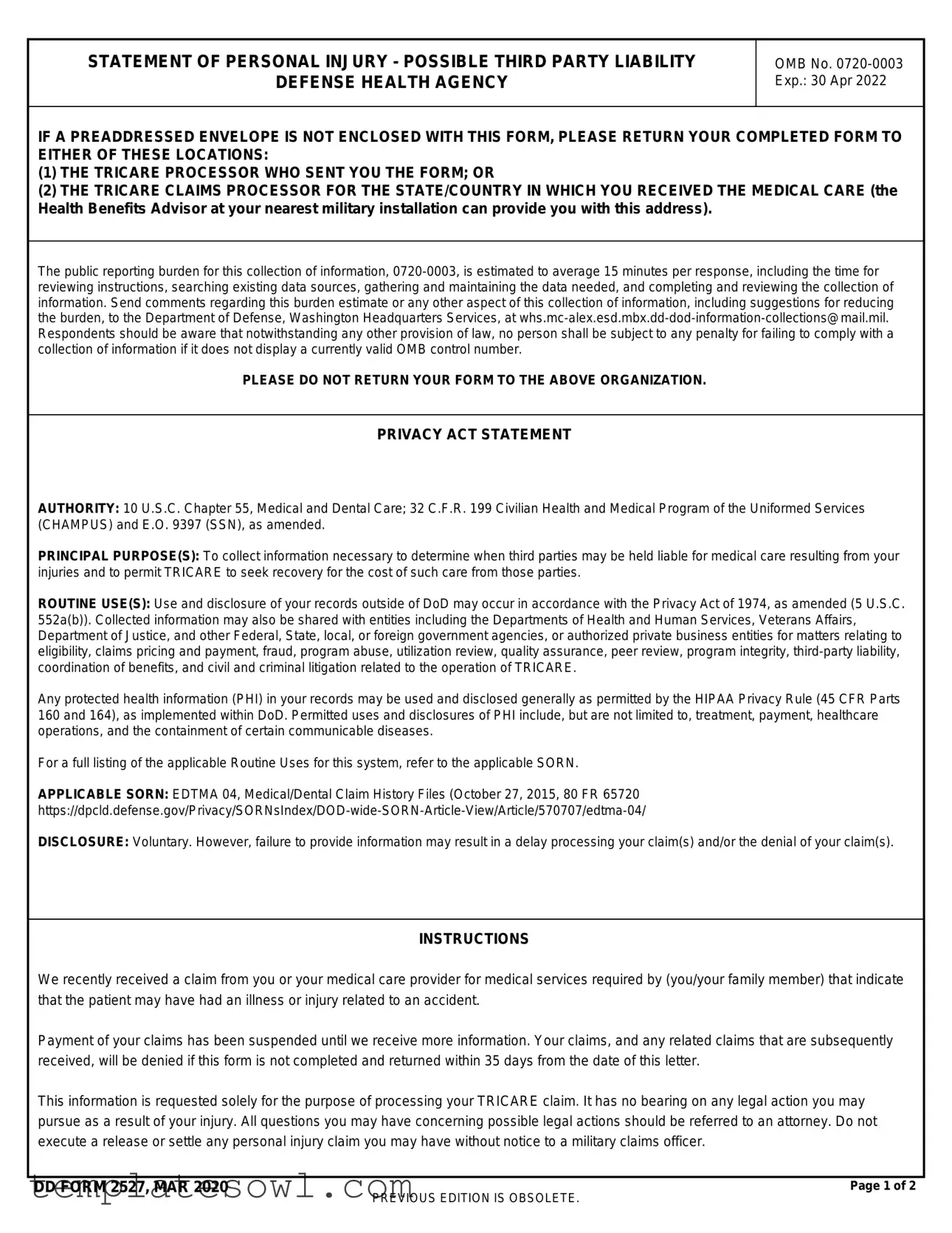 Fill Out Your Dd 2527 Form