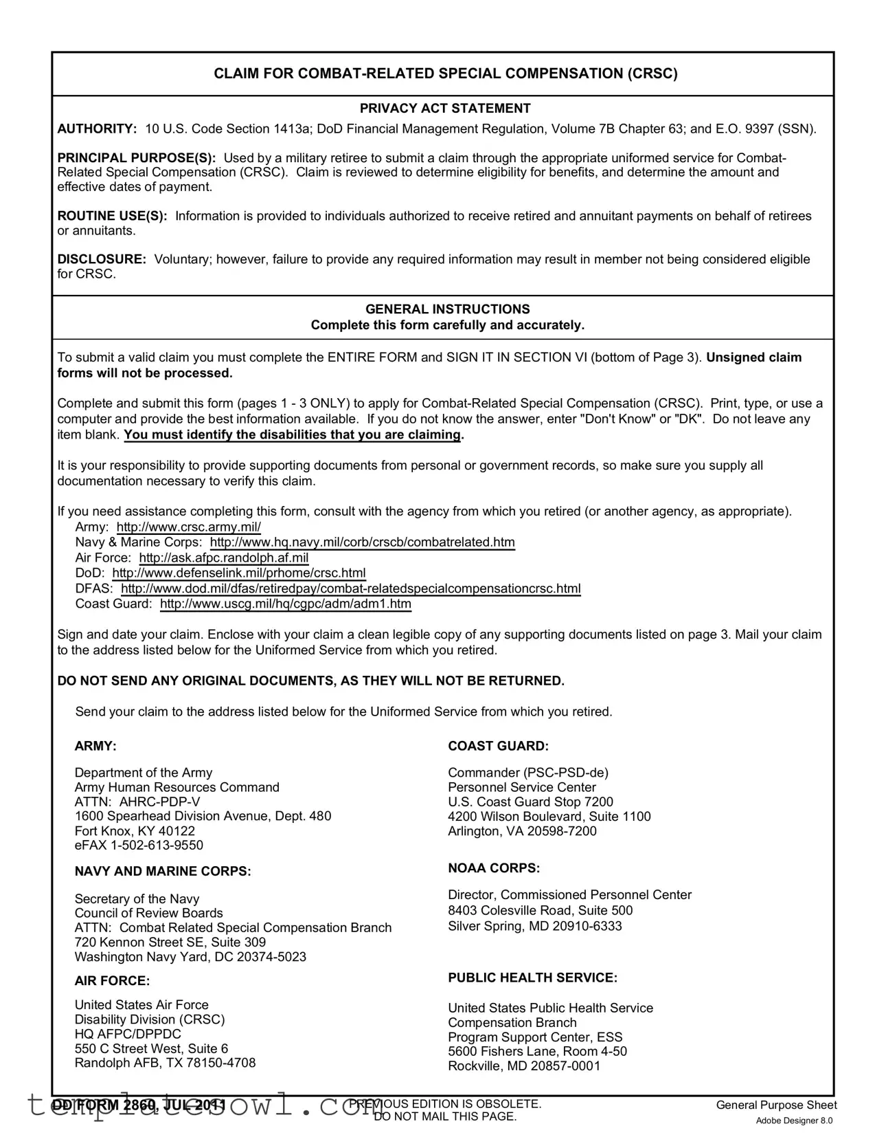 Fill Out Your Dd 2860 Form