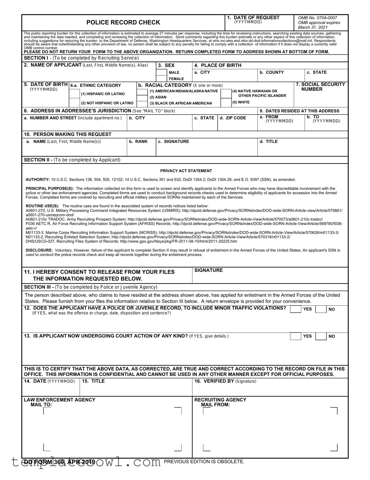 Fill Out Your Dd 369 Form