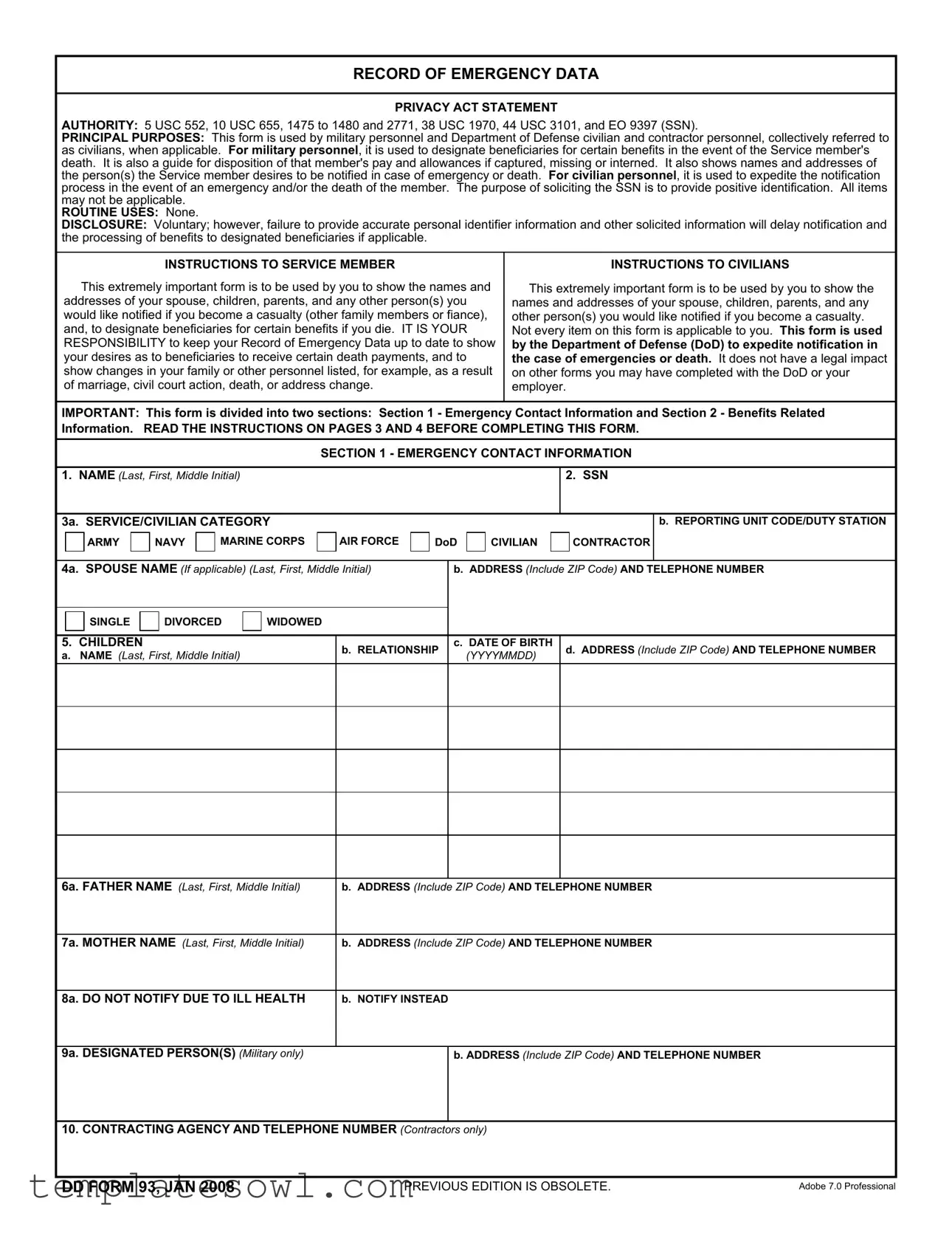Fill Out Your Dd 93 Form