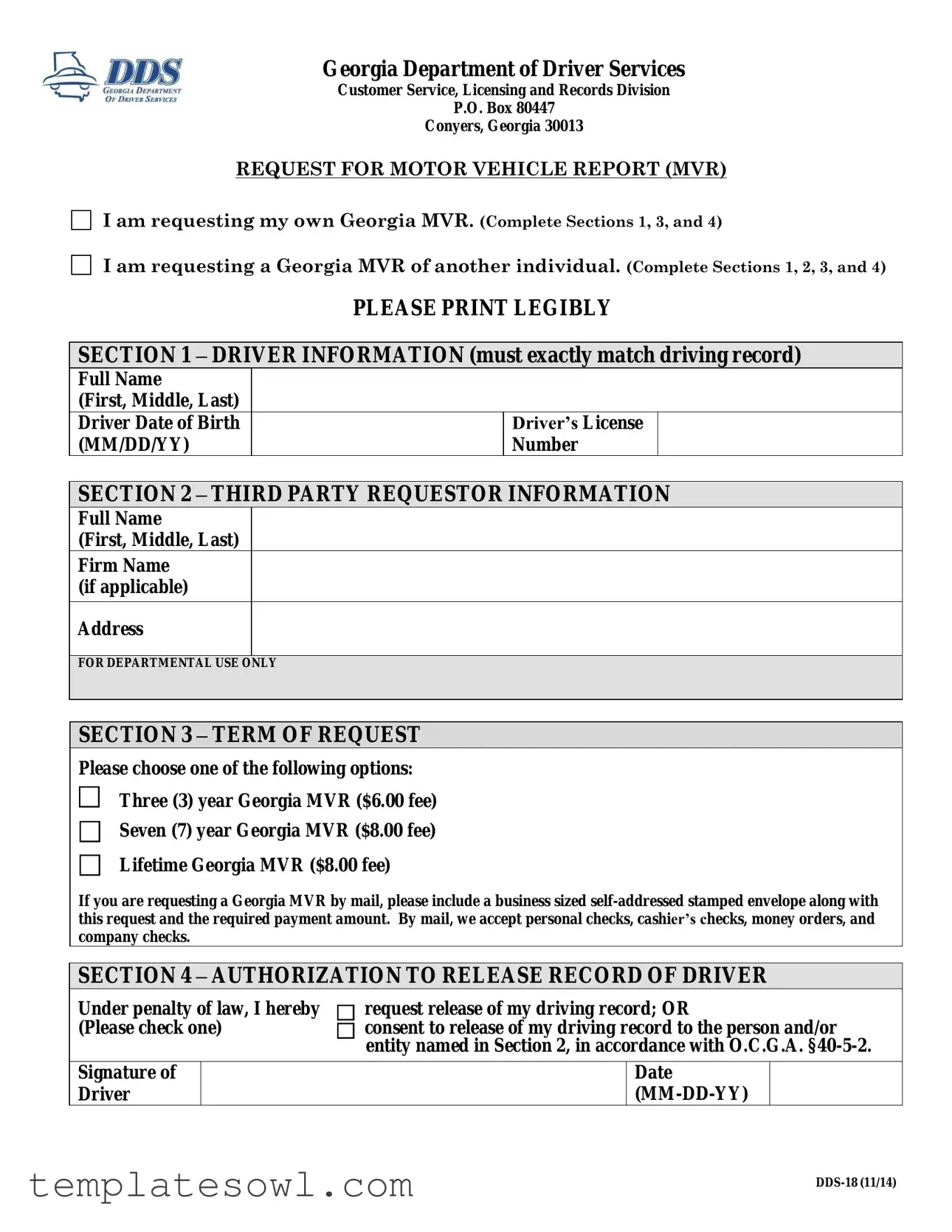 Fill Out Your Dds Motor Vehicle Form