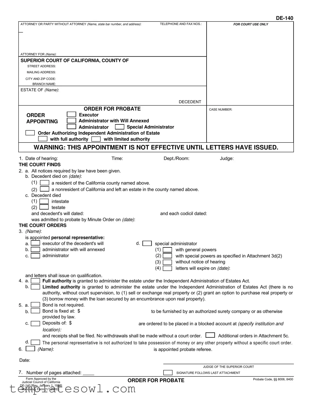Fill Out Your De 140 Form