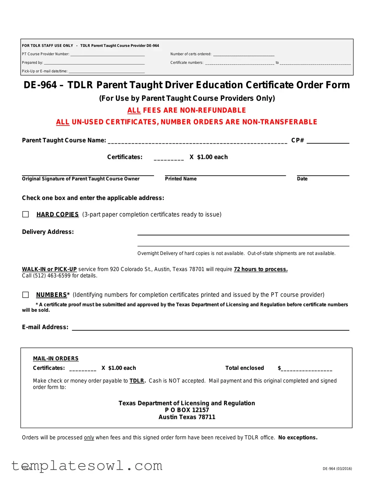 Fill Out Your De 964 Form