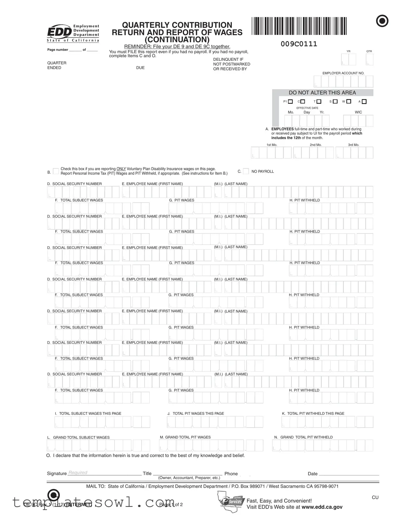 Fill Out Your De 9C Form