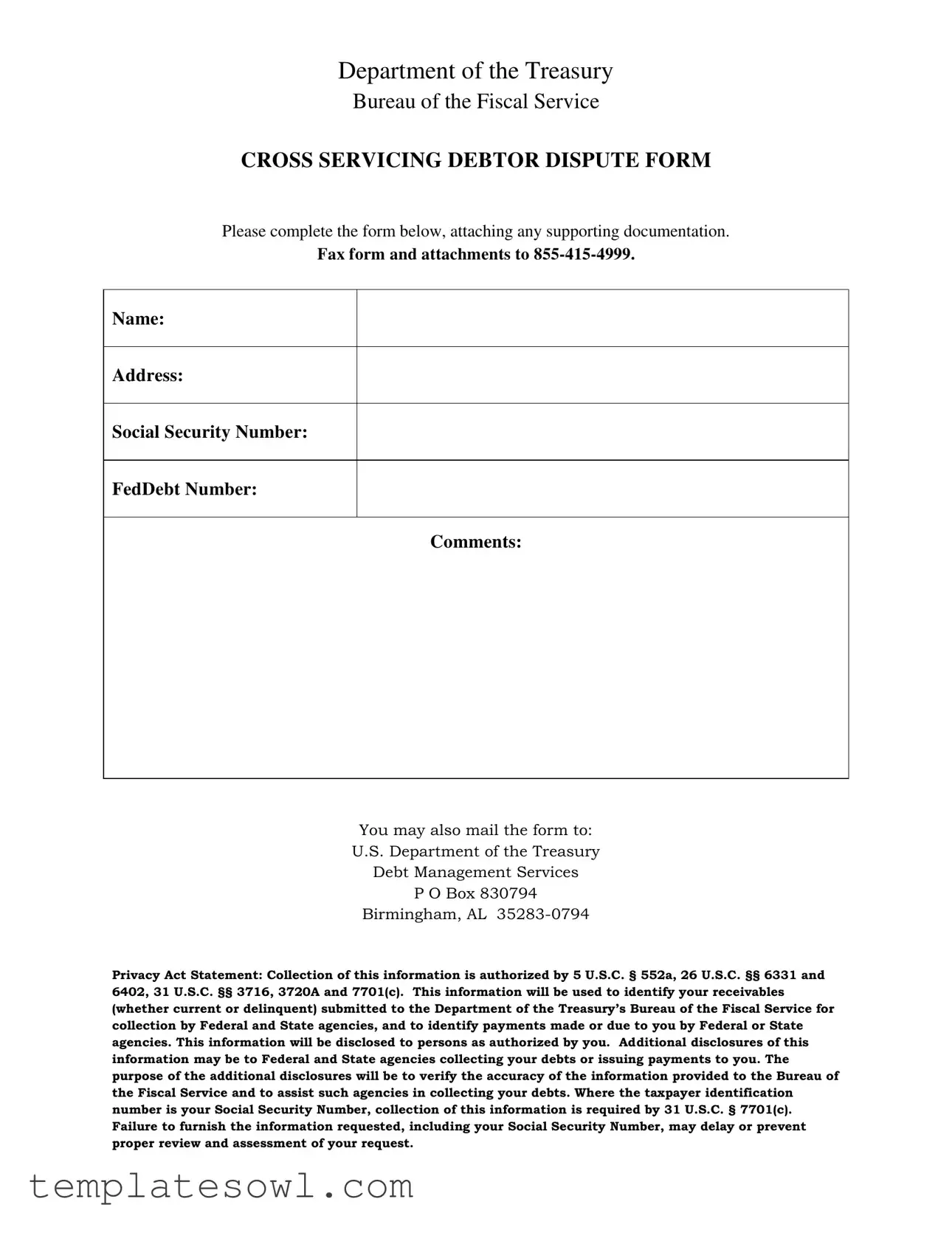 Fill Out Your Debt Management Services Birmingham Al Form