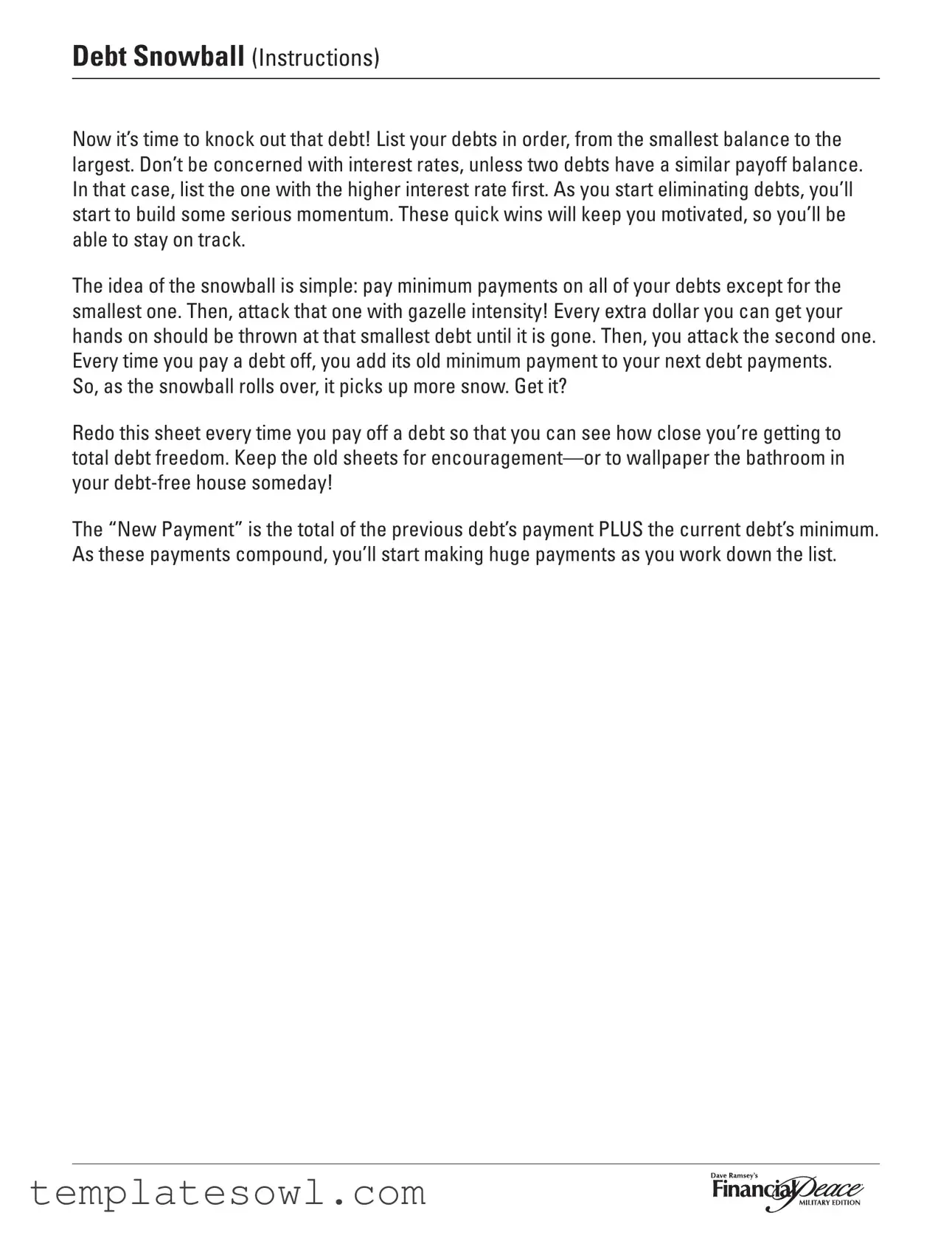 Fill Out Your Debt Snowball Form