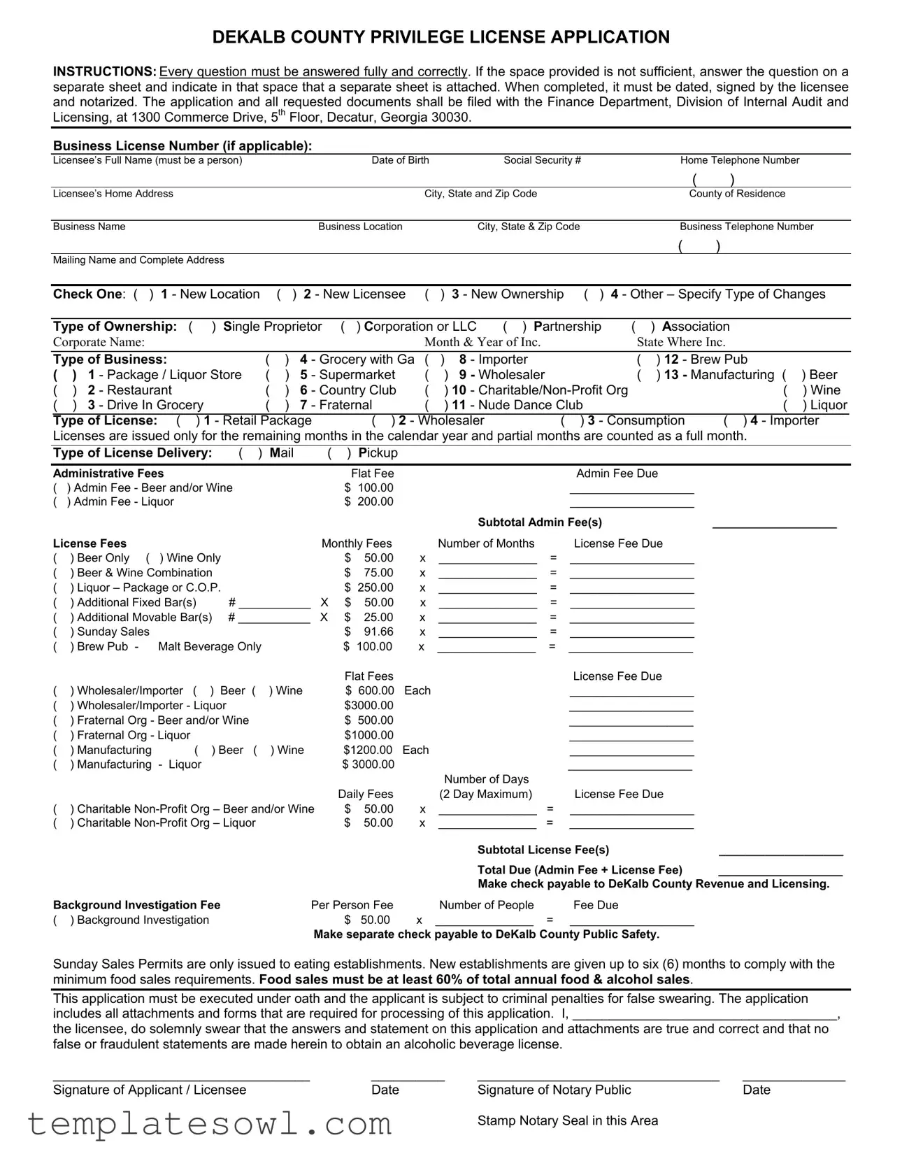Fill Out Your Dekalb County License Application Form