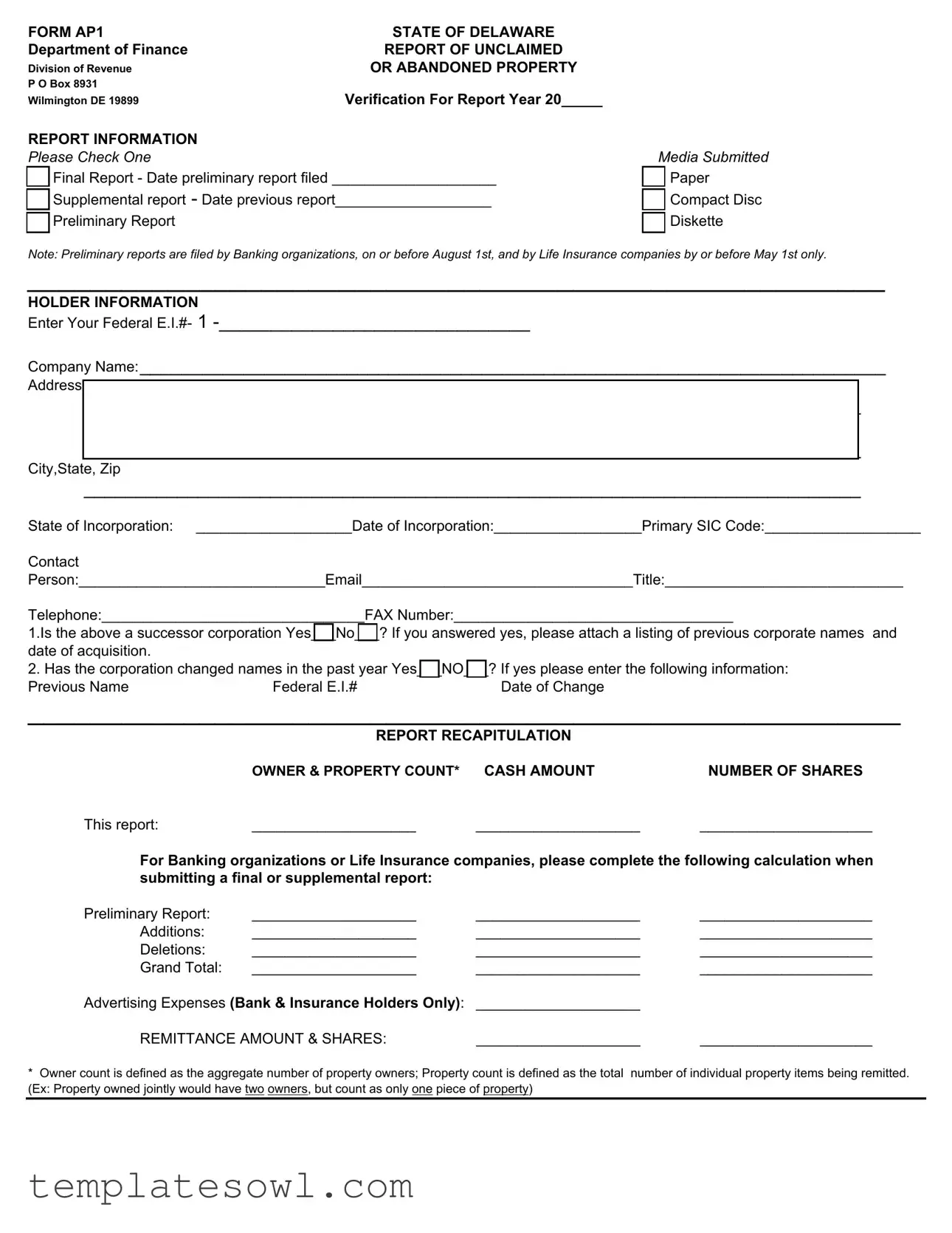 Fill Out Your Delaware Ap1 Form