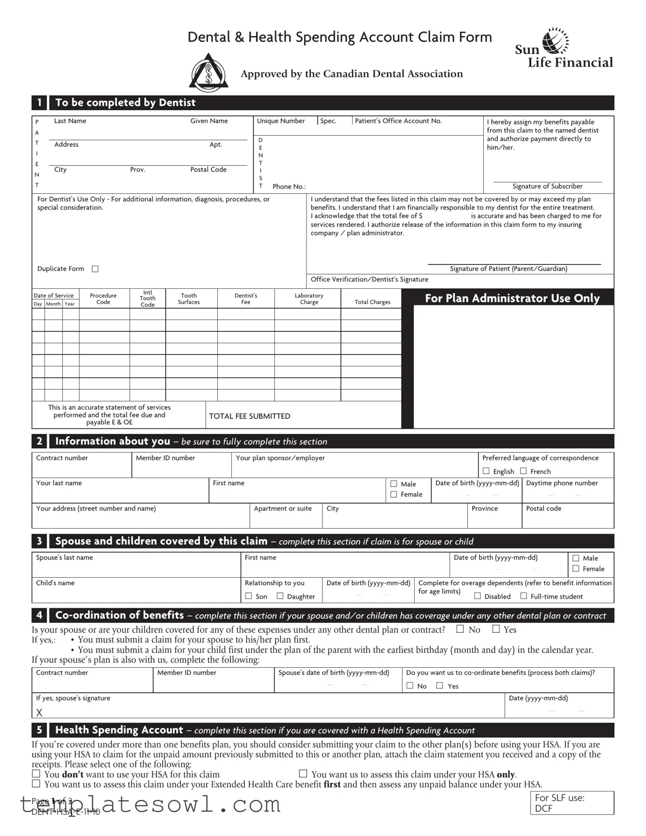 Fill Out Your Dent Hsa E 11 10 Form