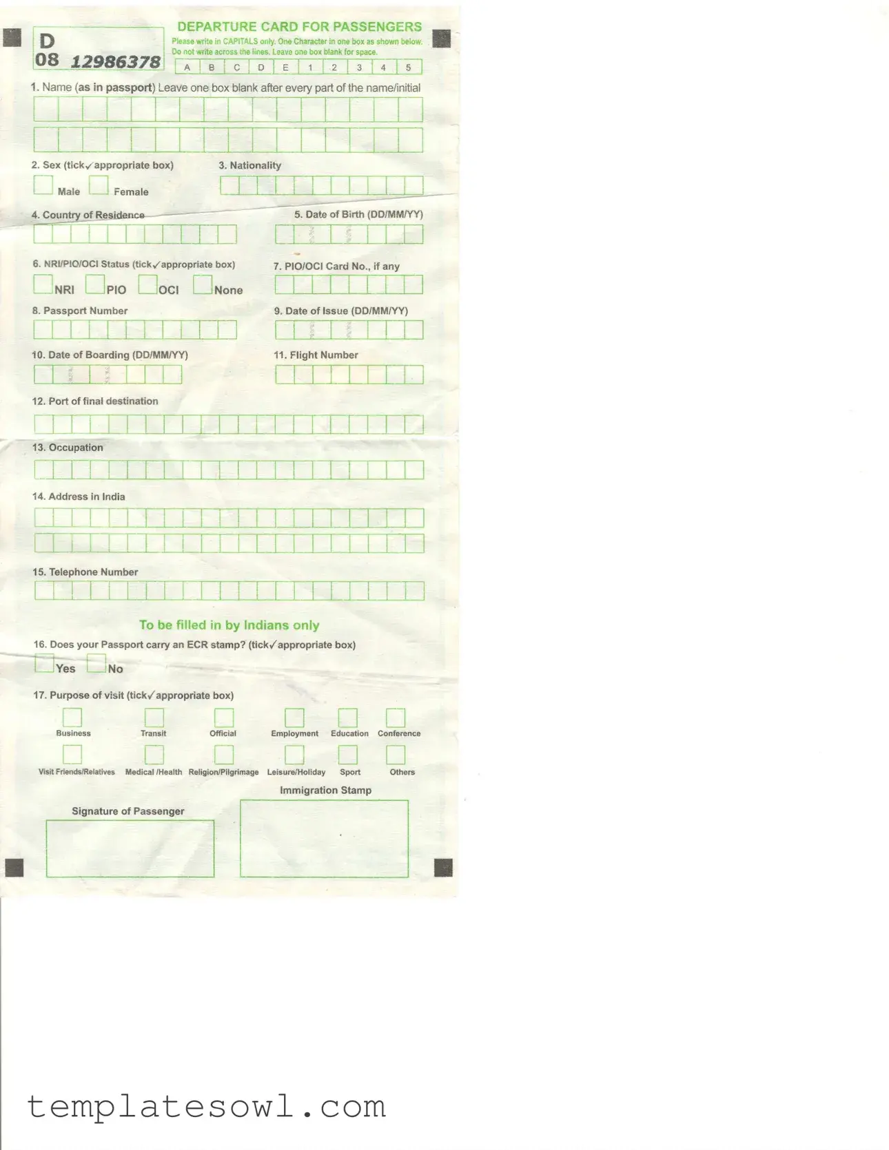 Fill Out Your Departure Form