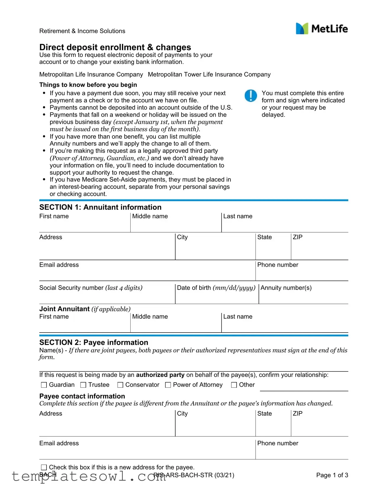 Fill Out Your Deposit Metlife Check Form