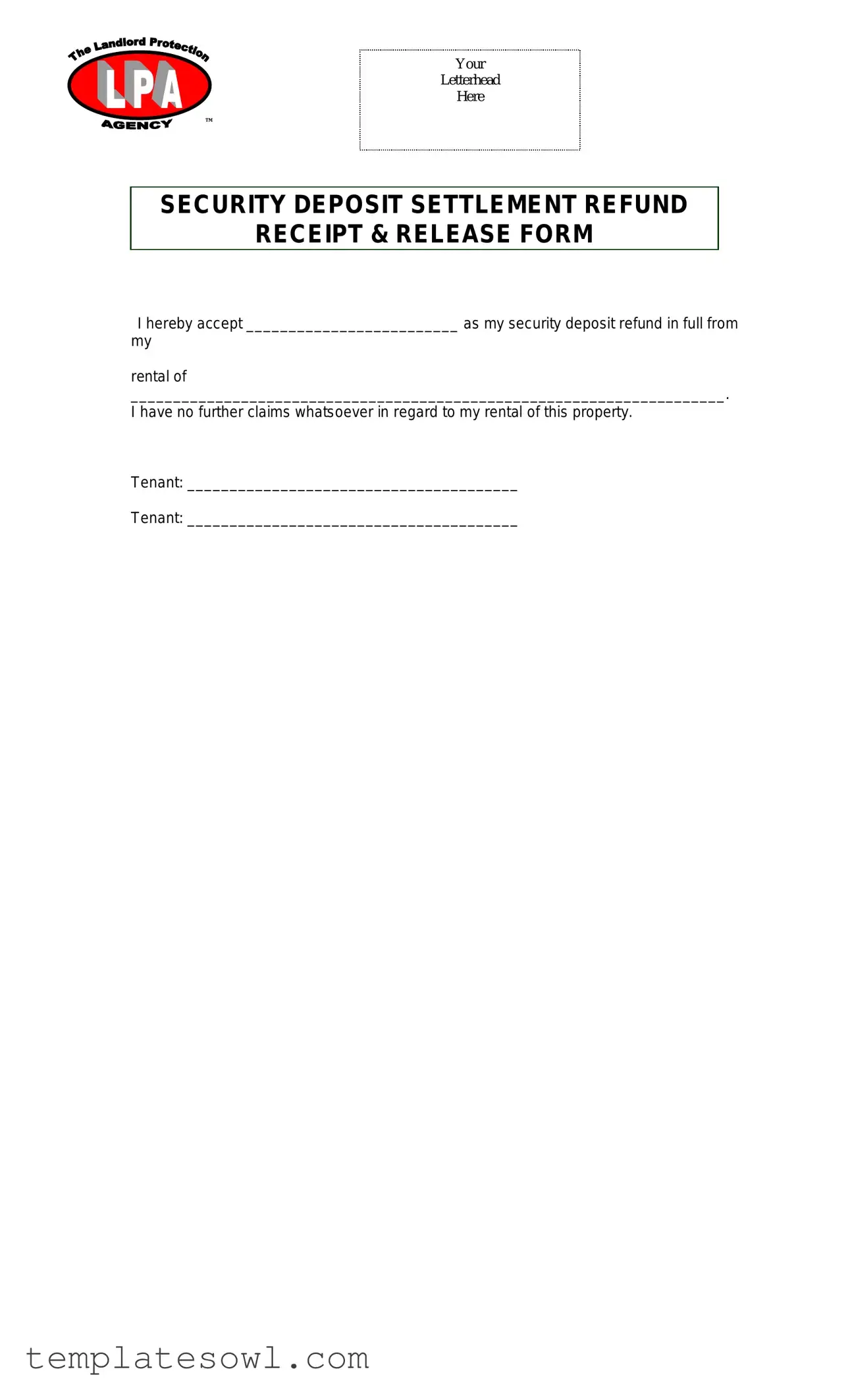 Fill Out Your Deposit Refund Receipt Form